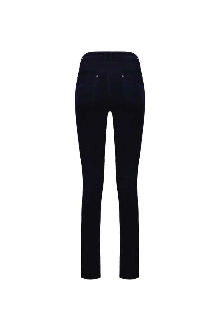 5910M Midnight - Narrow Leg Full Length Pinwale Cord Pant with Fly - Vassalli