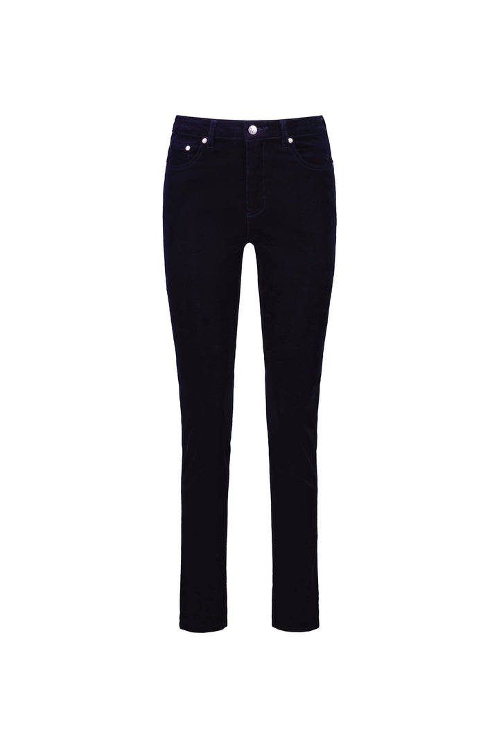 5910M Midnight - Narrow Leg Full Length Pinwale Cord Pant with Fly - Vassalli