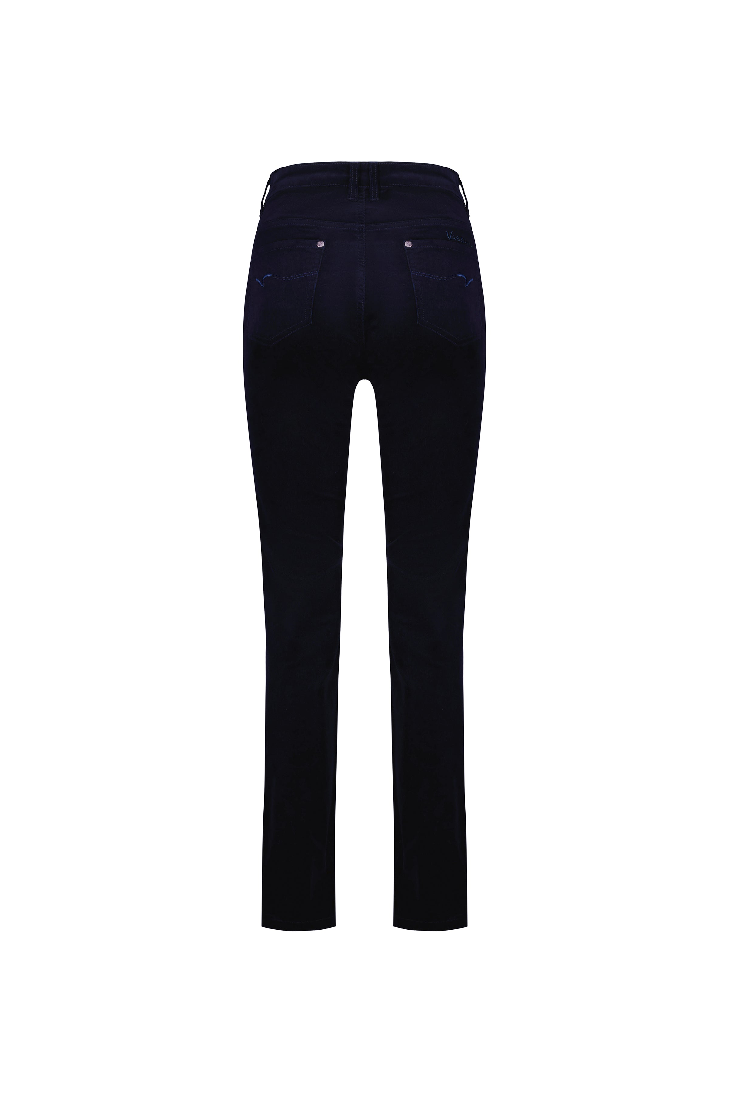 5911M Midnight - Straight Leg Full Length Pinwale Cord Pant with Fly - Vassalli