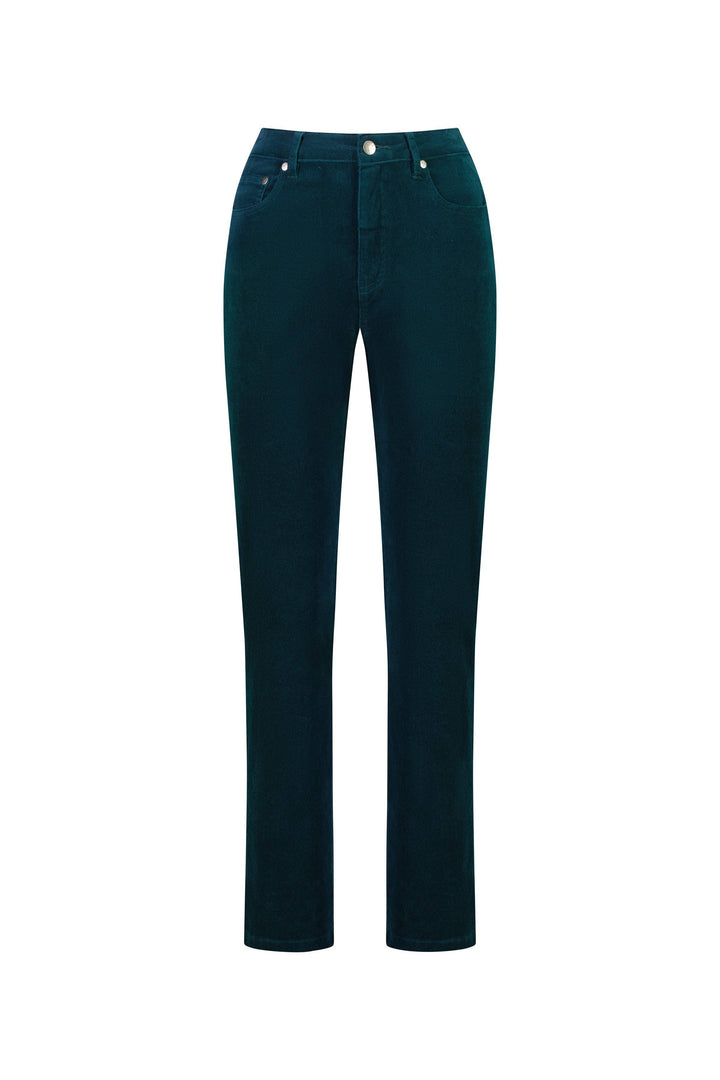 5911M Peacock - Straight Leg Full Length Pinwale Cord Pant with Fly - Vassalli