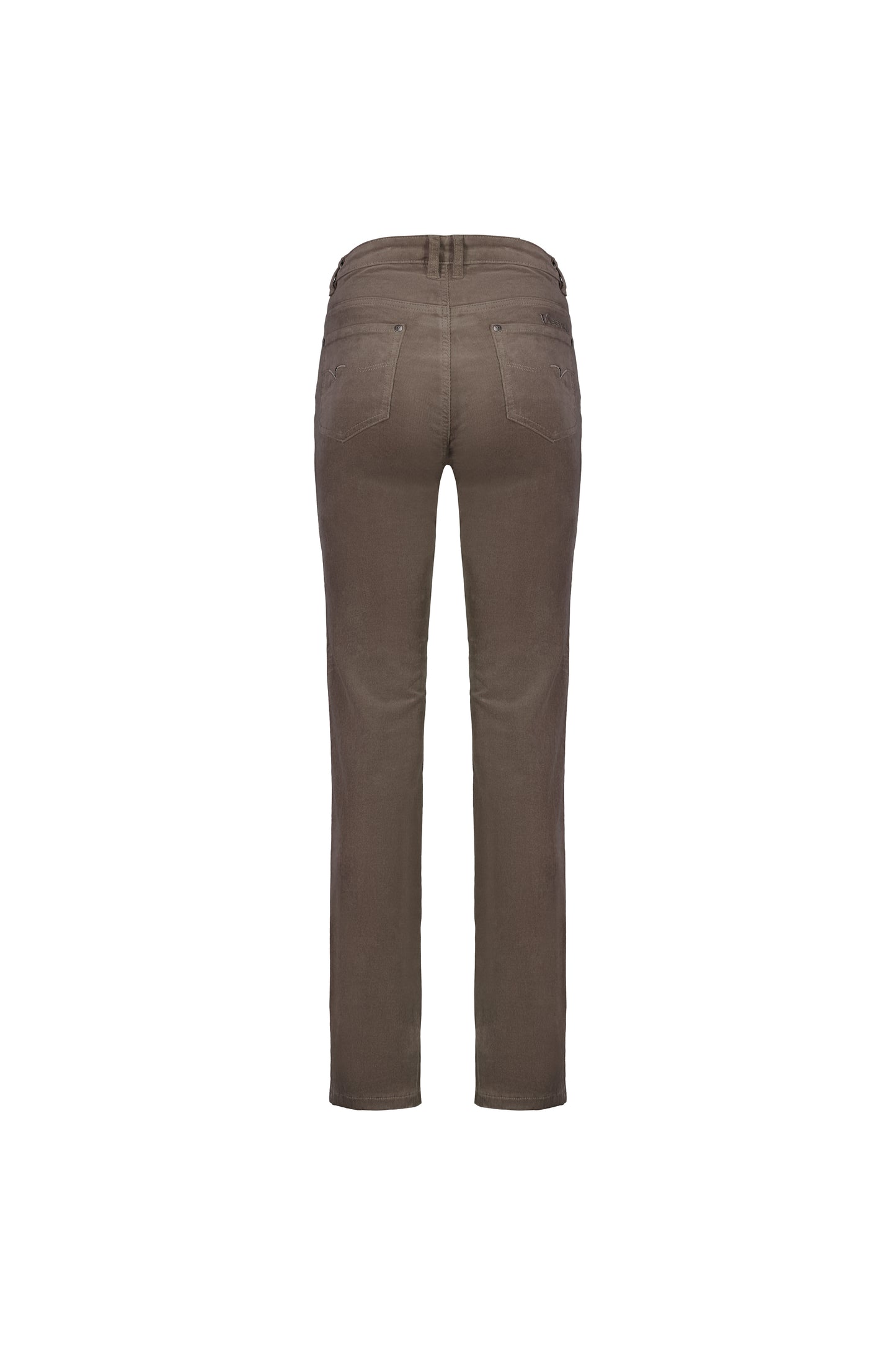 5911M Taupe - Straight Leg Full Length Pinwale Cord Pant with Fly - Vassalli