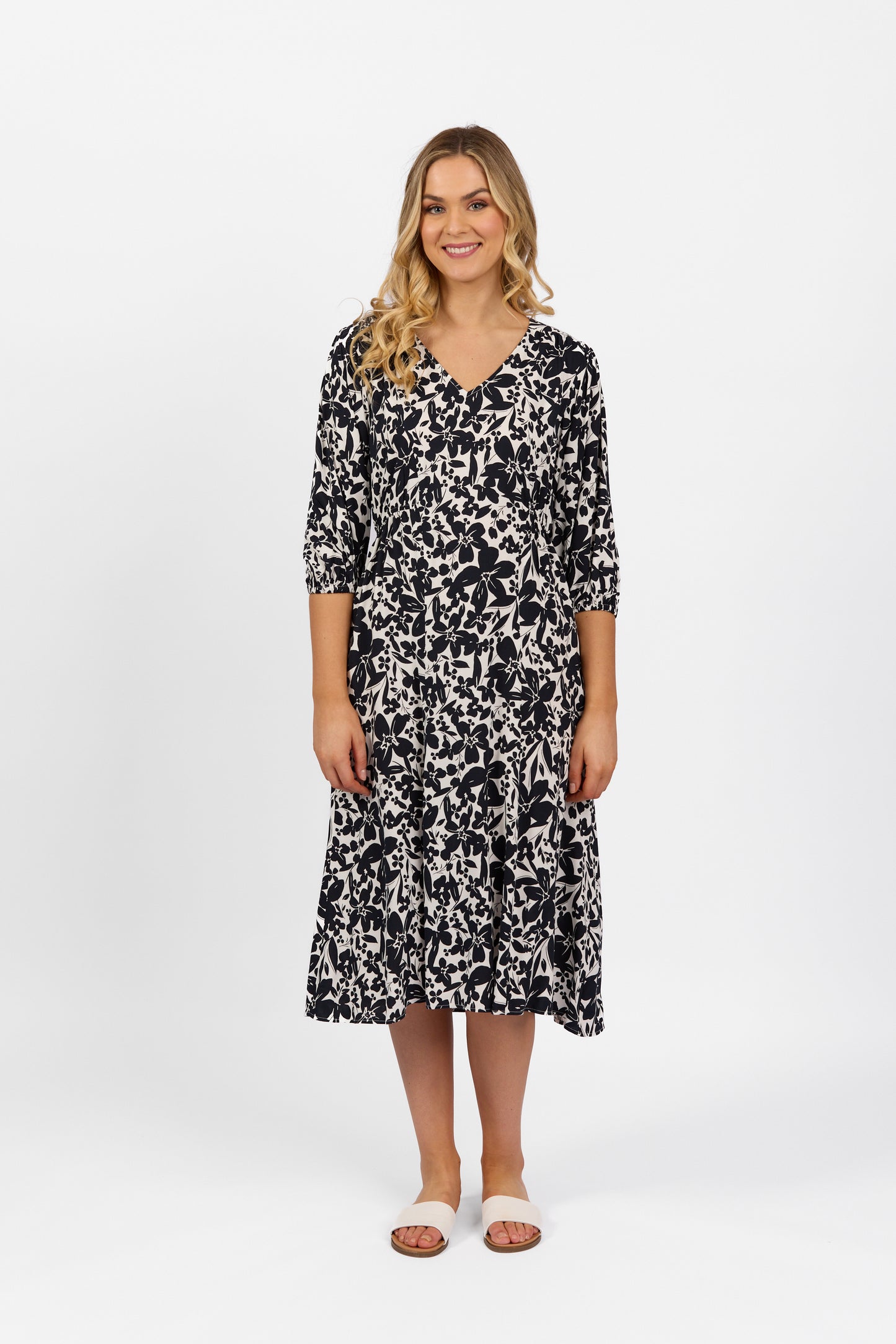 6105 Coco - V Neck Dress with Elbow Length Sleeve - Vassalli