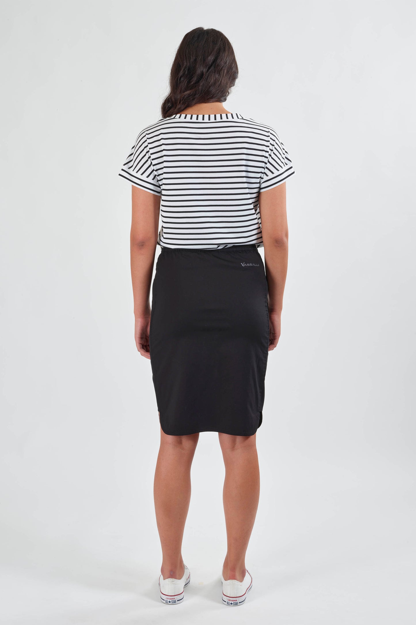 7031P Black - Poplin Pull On Comfort Skirt with Side Panel