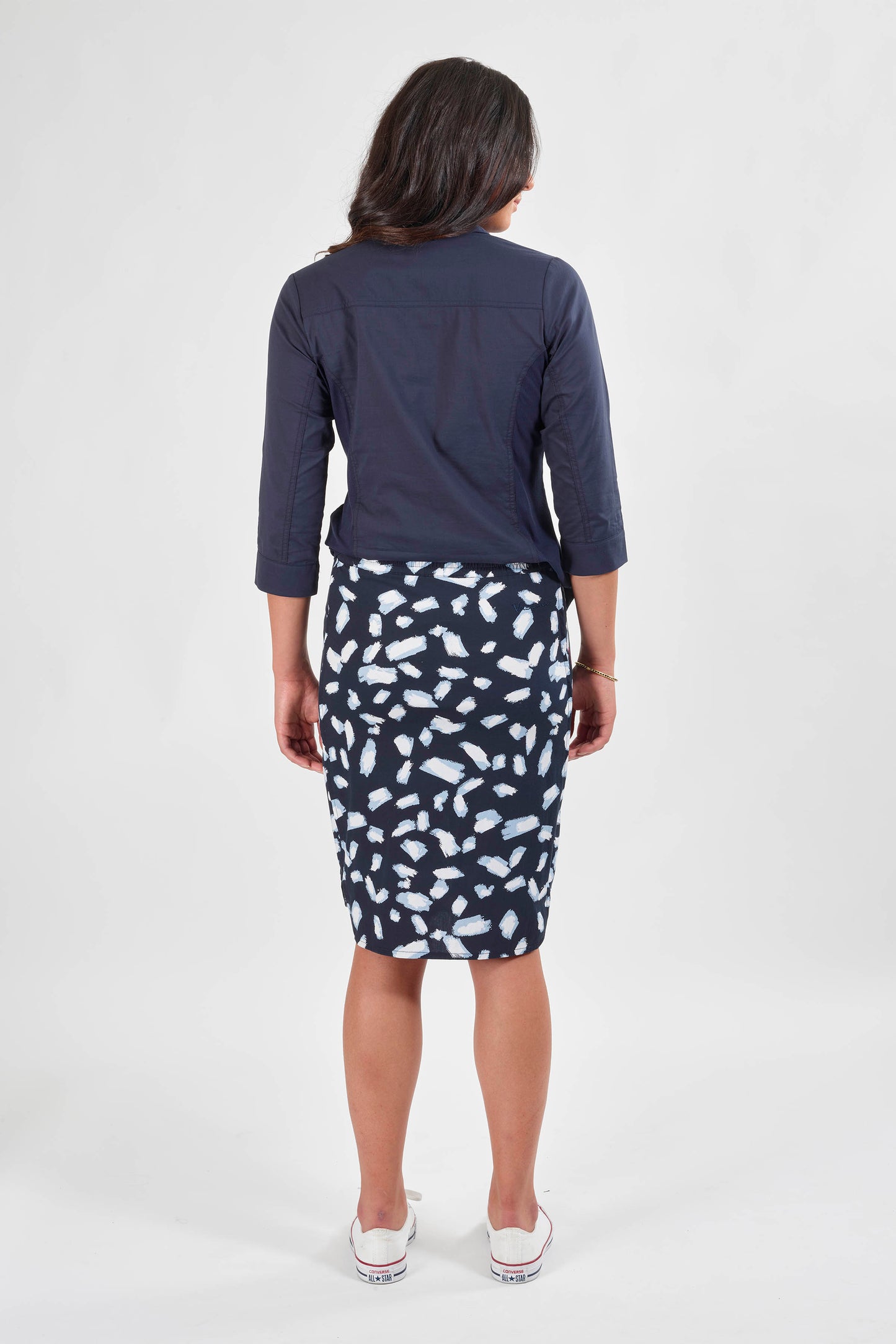 7031P Shore - Poplin Pull-On Comfort Skirt with Side Panel - Vassalli