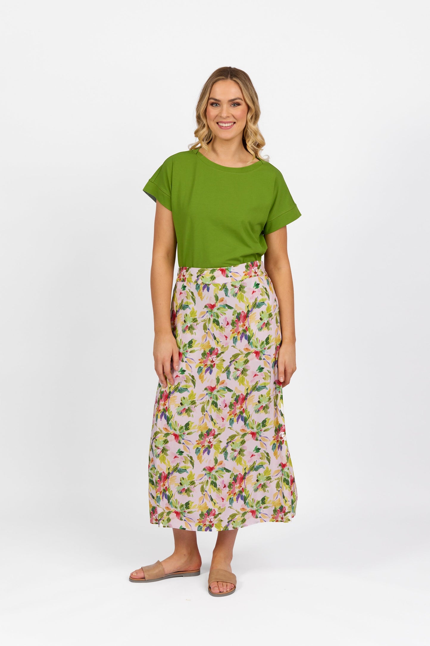 7057 Capri - Pull-On Long Skirt with Elastic Back Waistband - Vassalli
