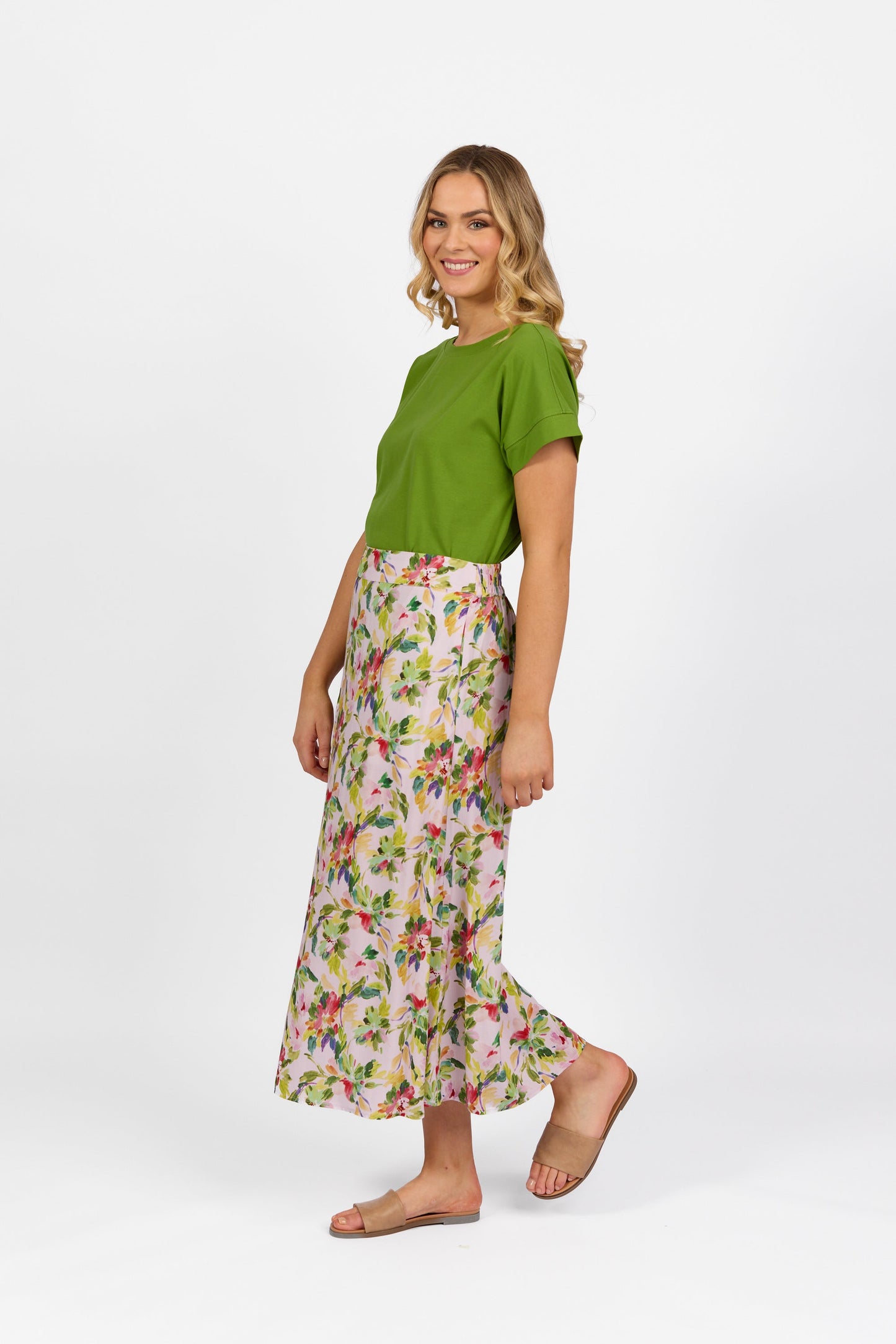7057 Capri - Pull-On Long Skirt with Elastic Back Waistband - Vassalli