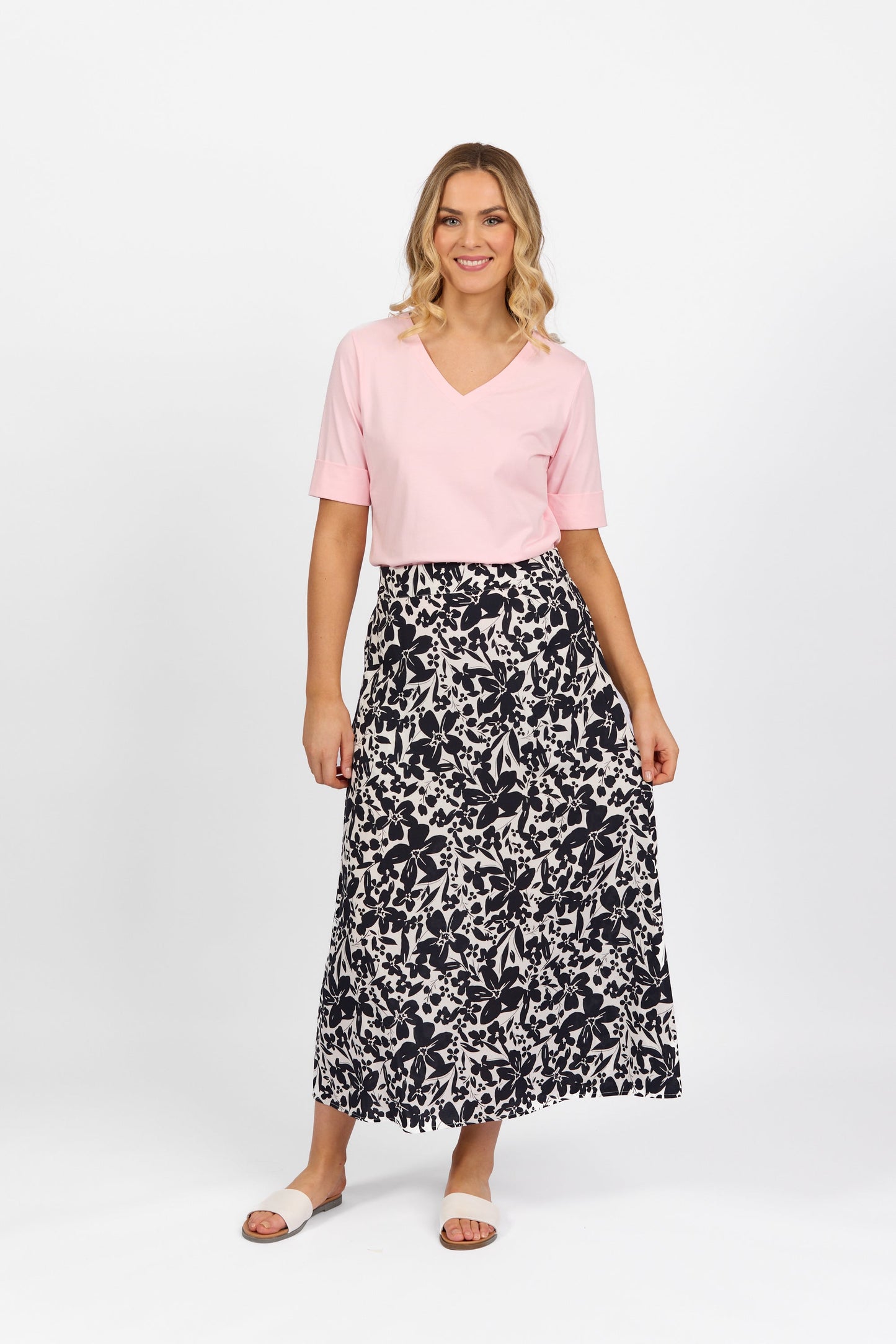 7057 Coco - Pull-On Long Skirt with Elastic Back Waistband - Vassalli