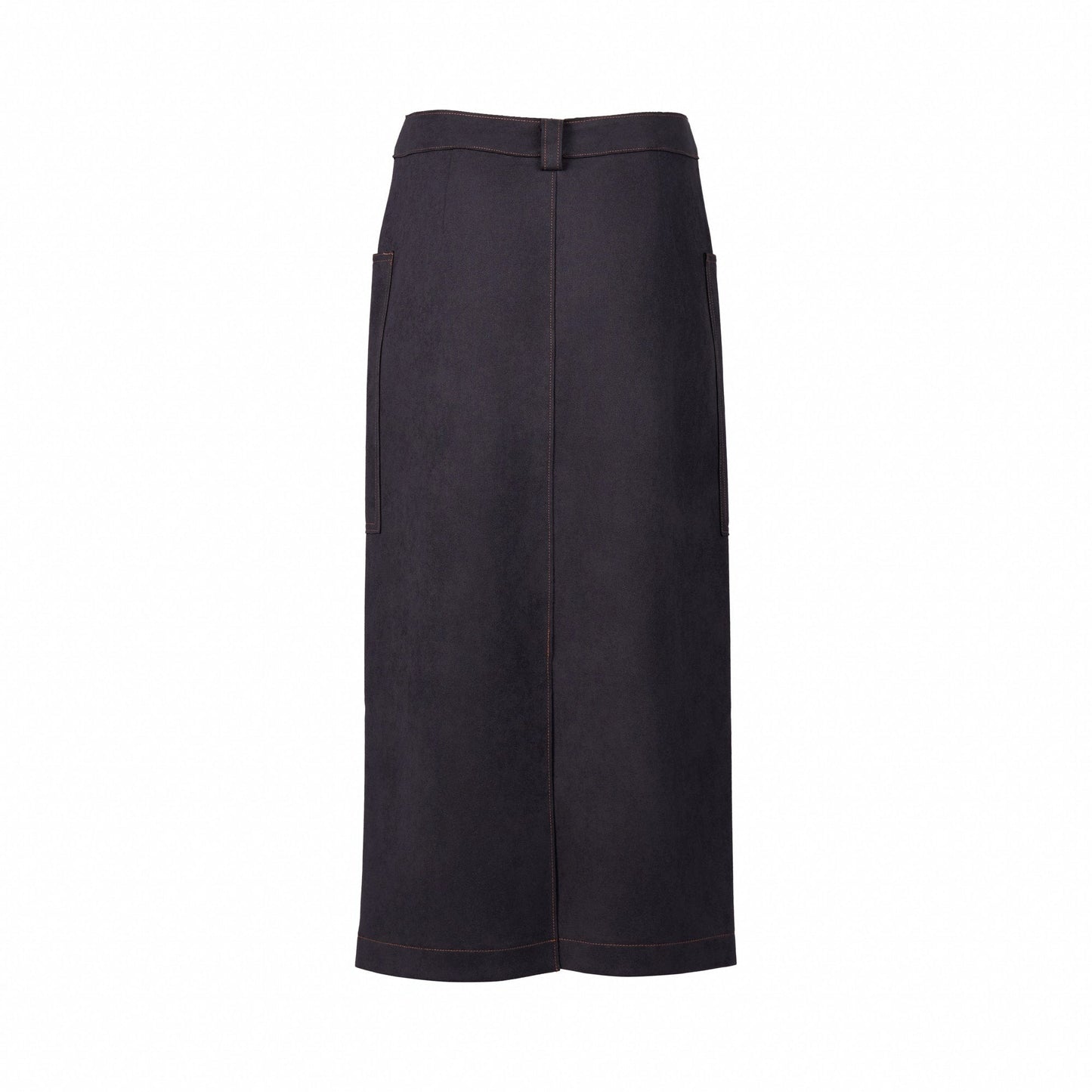 7063 Ink - Mid Length Skirt with Centre Back Split - Vassalli