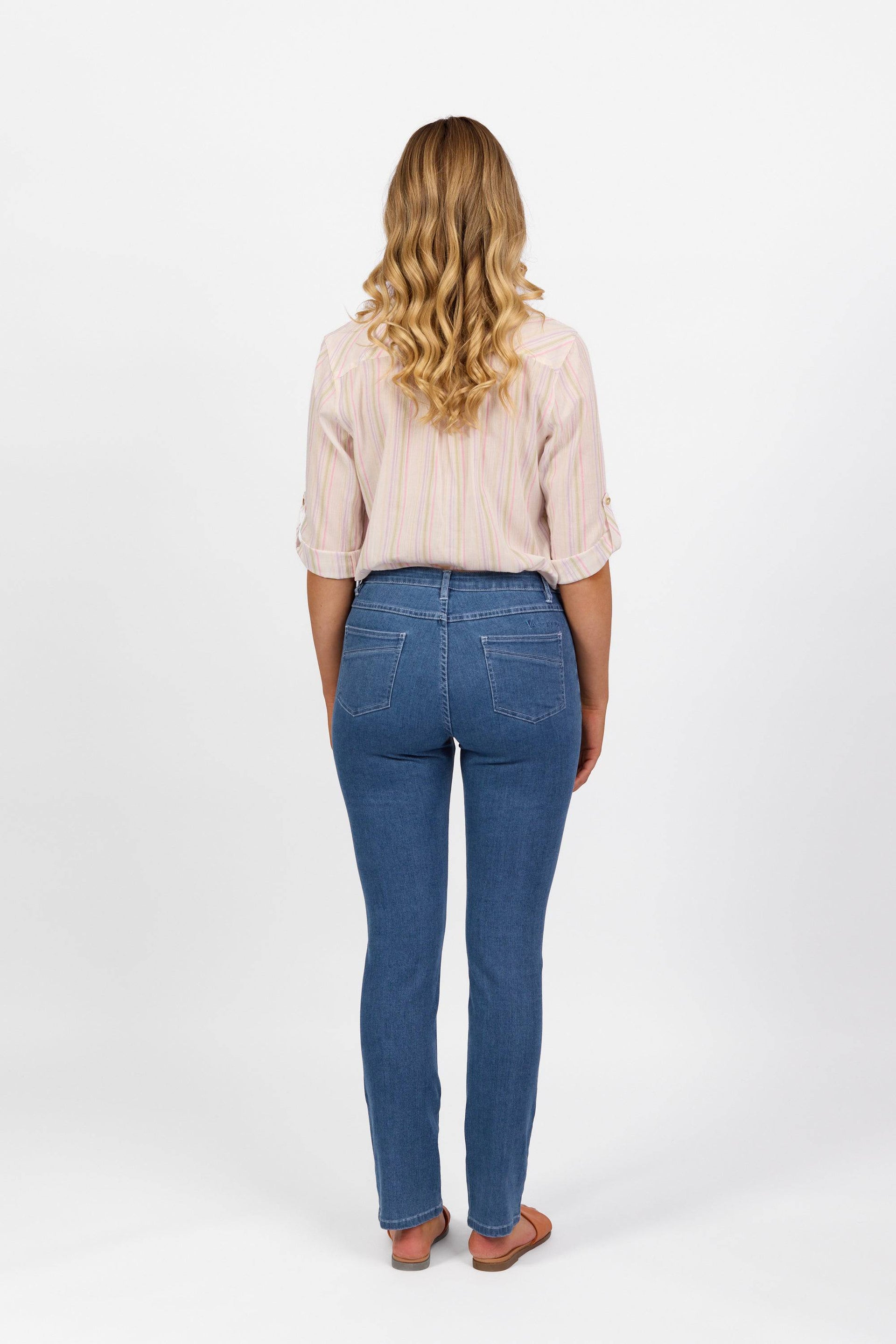 9901 Blue Hue - Slim Leg Full Length Jean - Vassalli