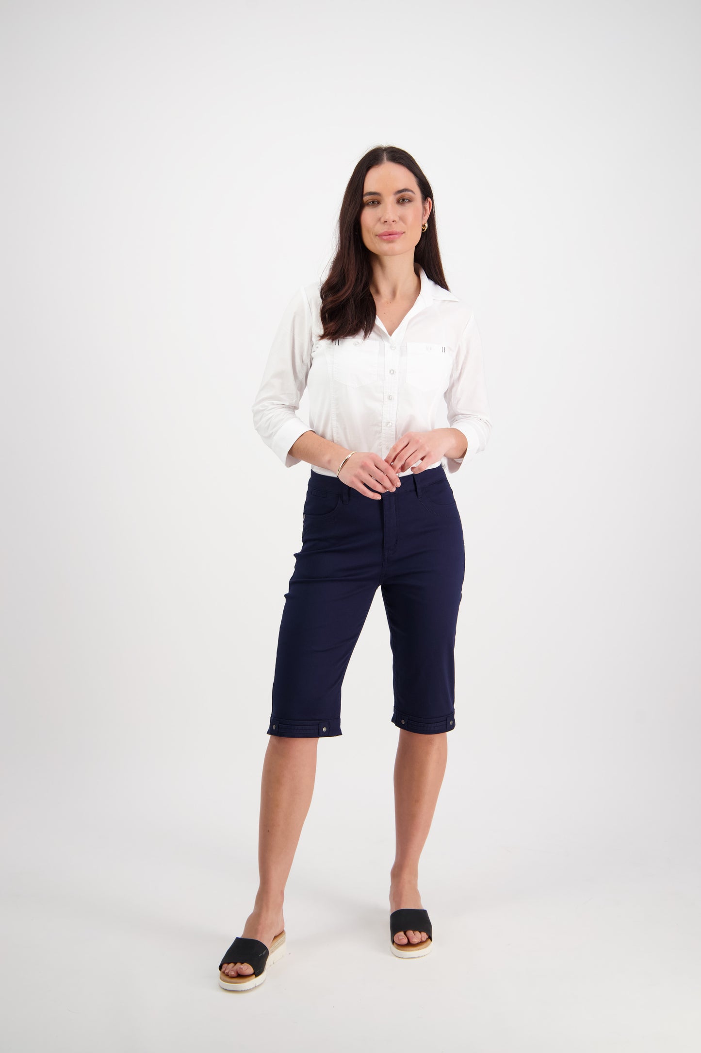 H1001LW Navy - Plain Lightweight Straight Leg Short - Vassalli