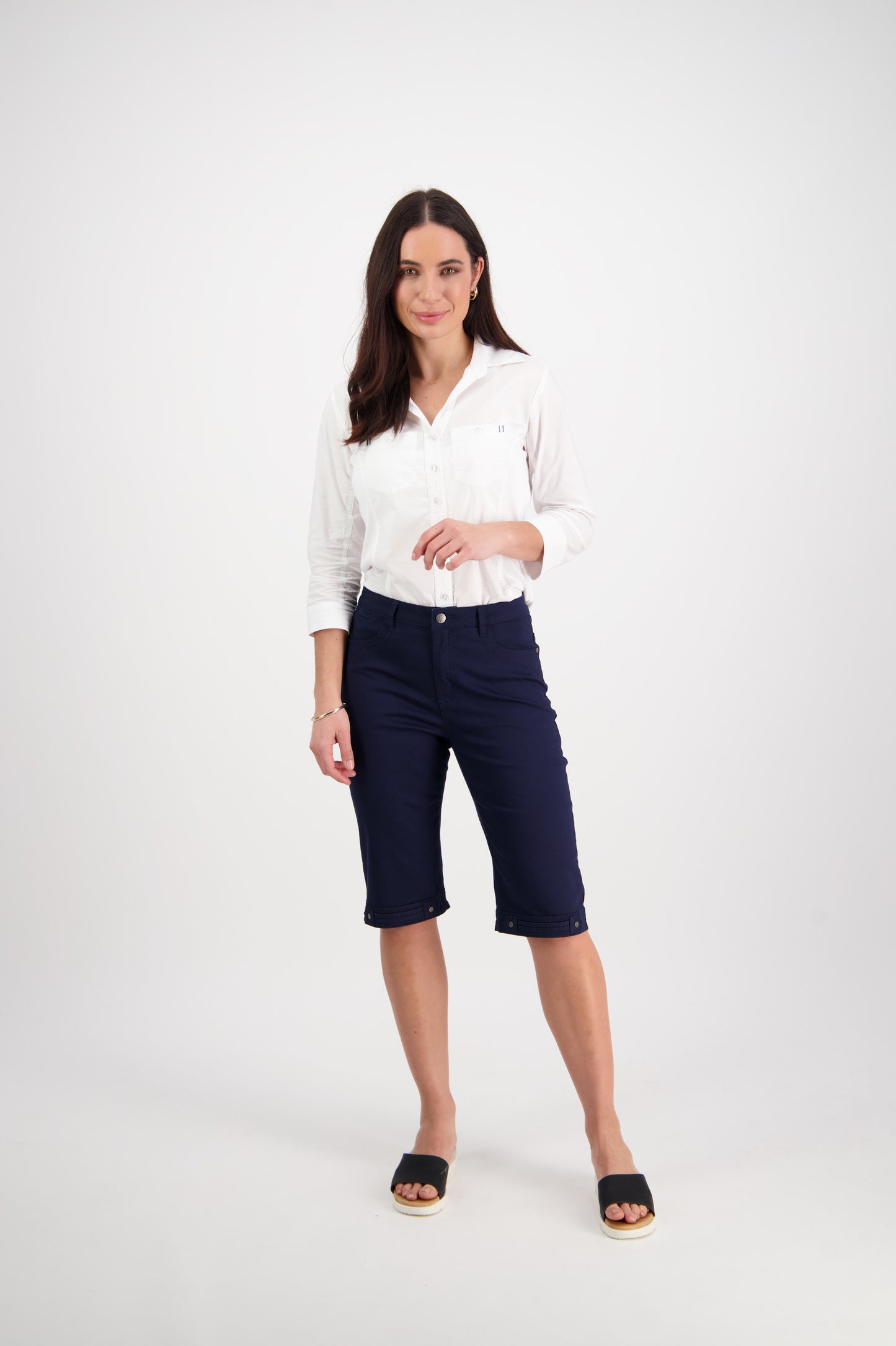 H1001LW Navy - Plain Lightweight Straight Leg Short - Vassalli