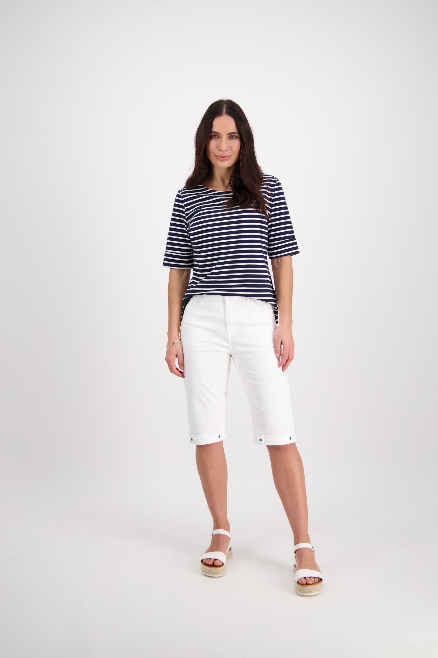H1001LW White - Plain Lightweight Straight Leg Short - Vassalli