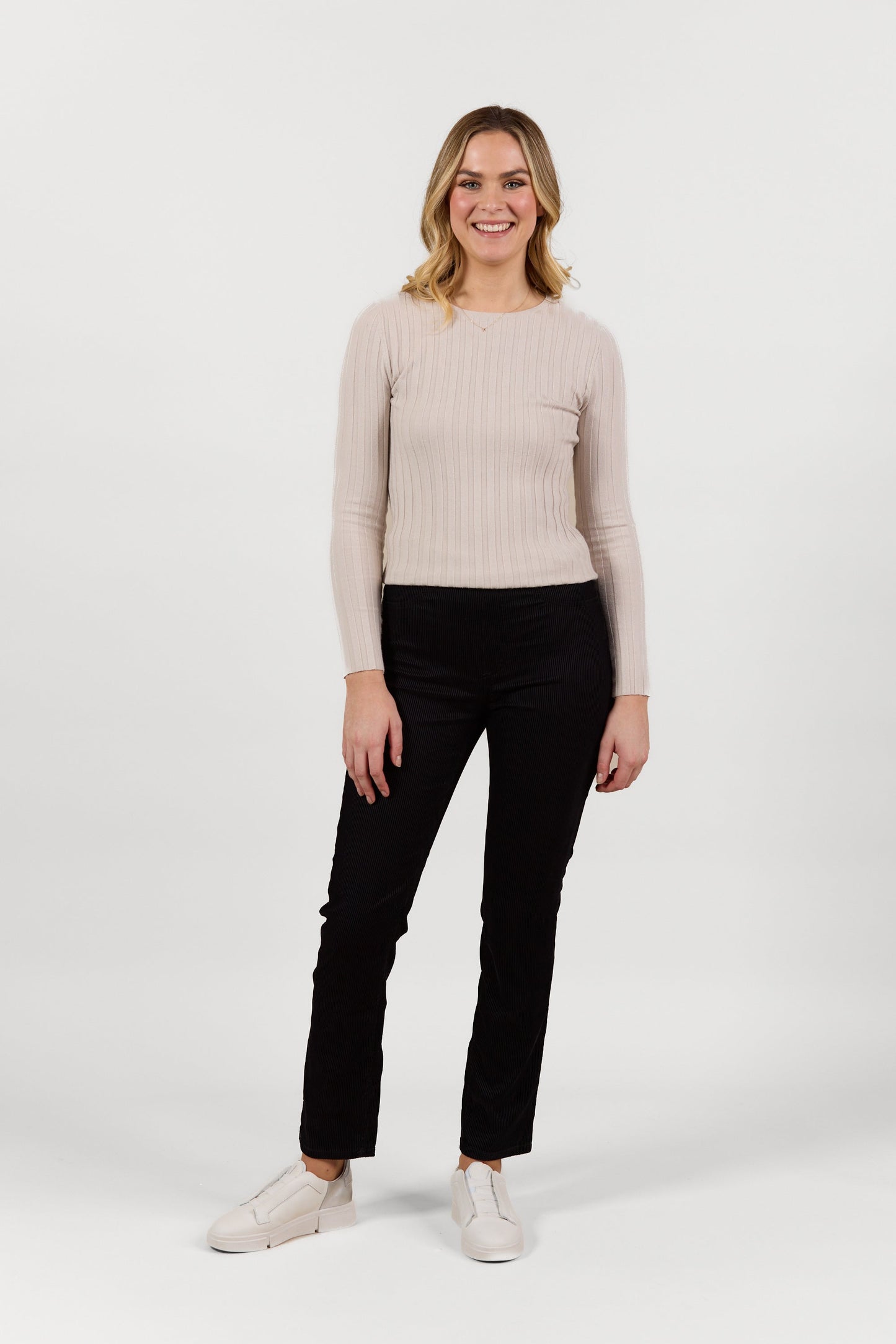 S234 Black Velvet - Slim Leg Full Length Pull On - Vassalli