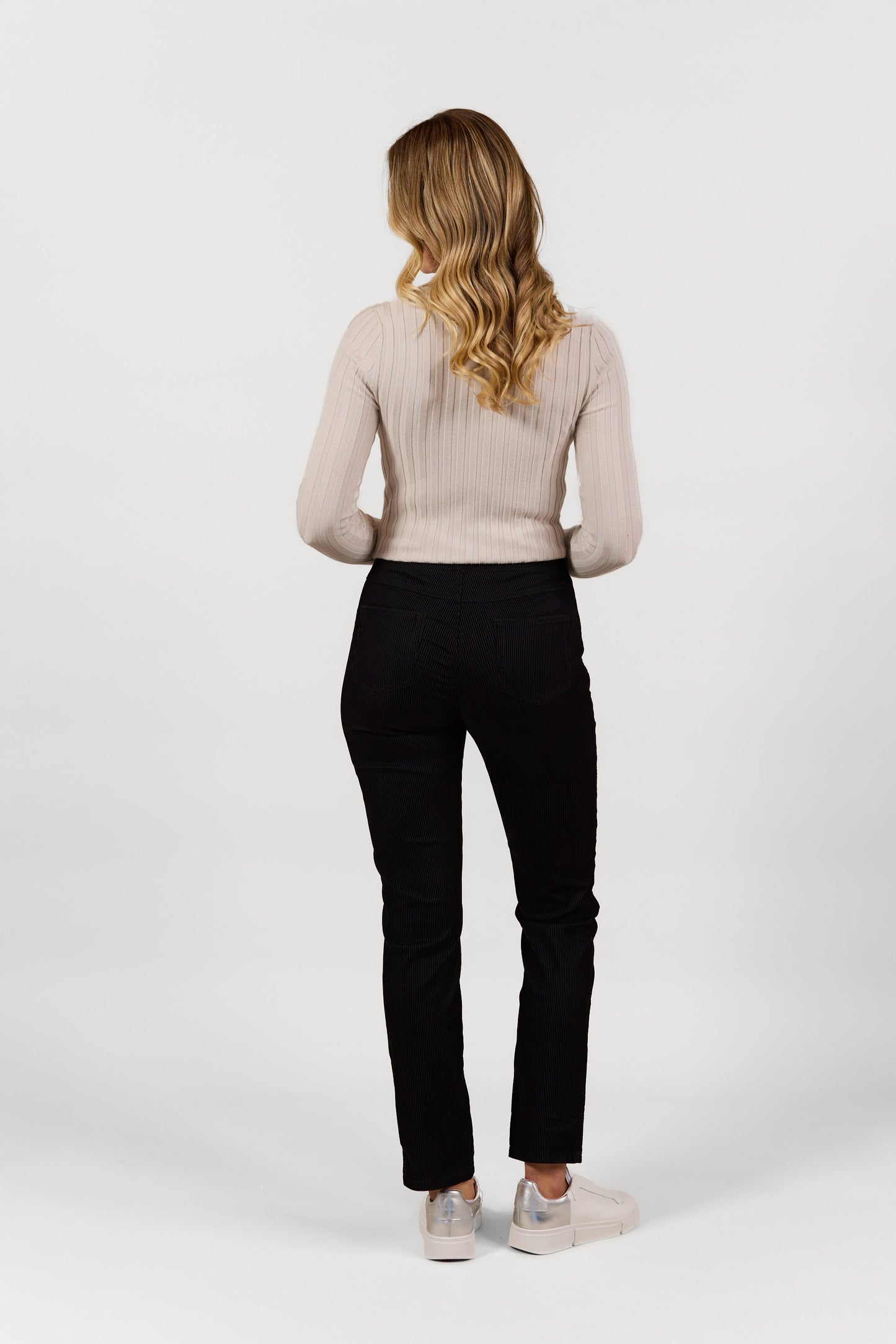 S234 Black Velvet - Slim Leg Full Length Pull On - Vassalli