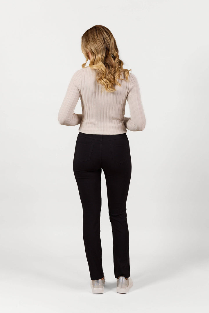 S234 Black (Bliss) - Slim Leg Full Length Pull-On - Vassalli