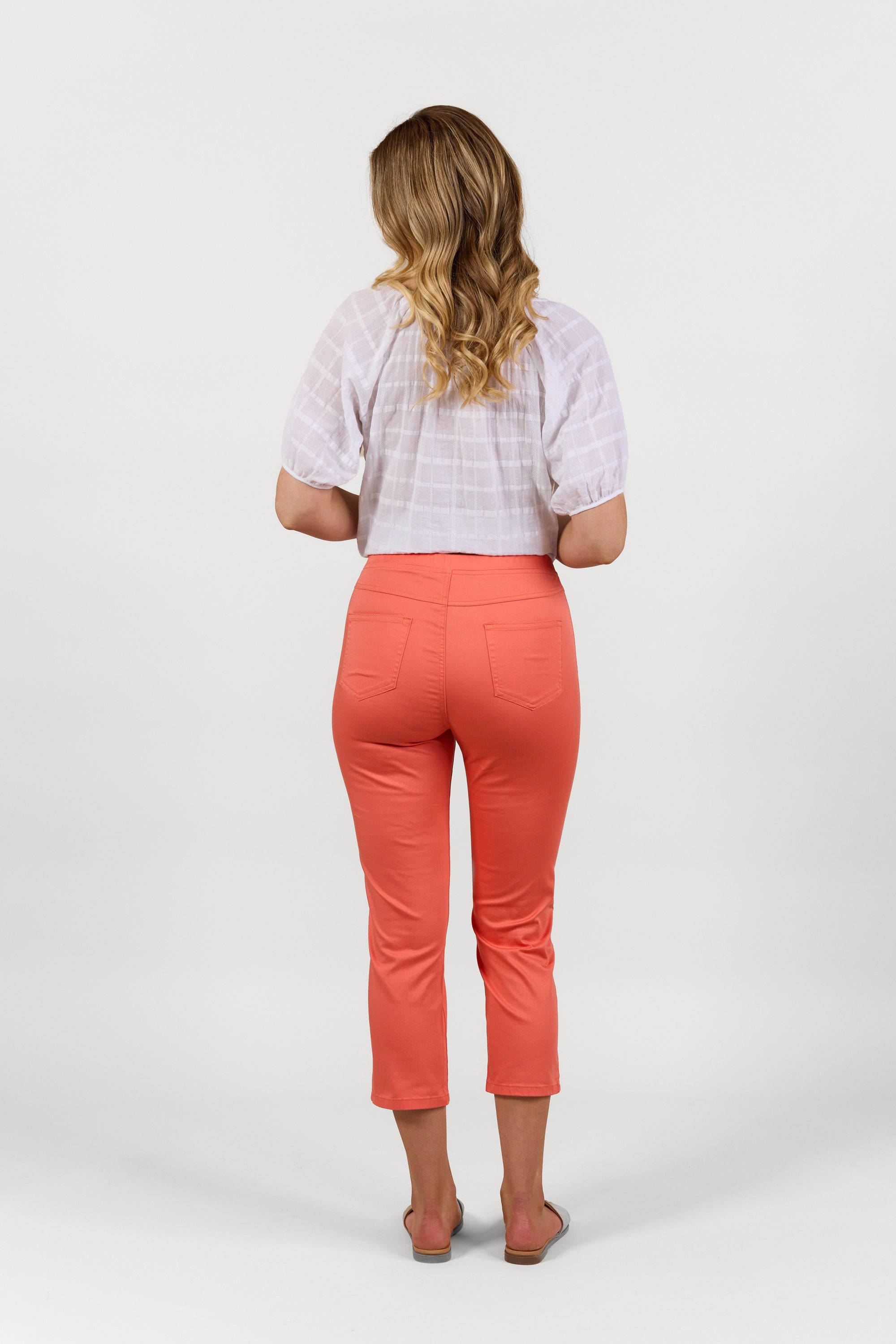 S274LW Tangerine - Slim Leg 7/8 Length Lightweight Pull-On - Vassalli