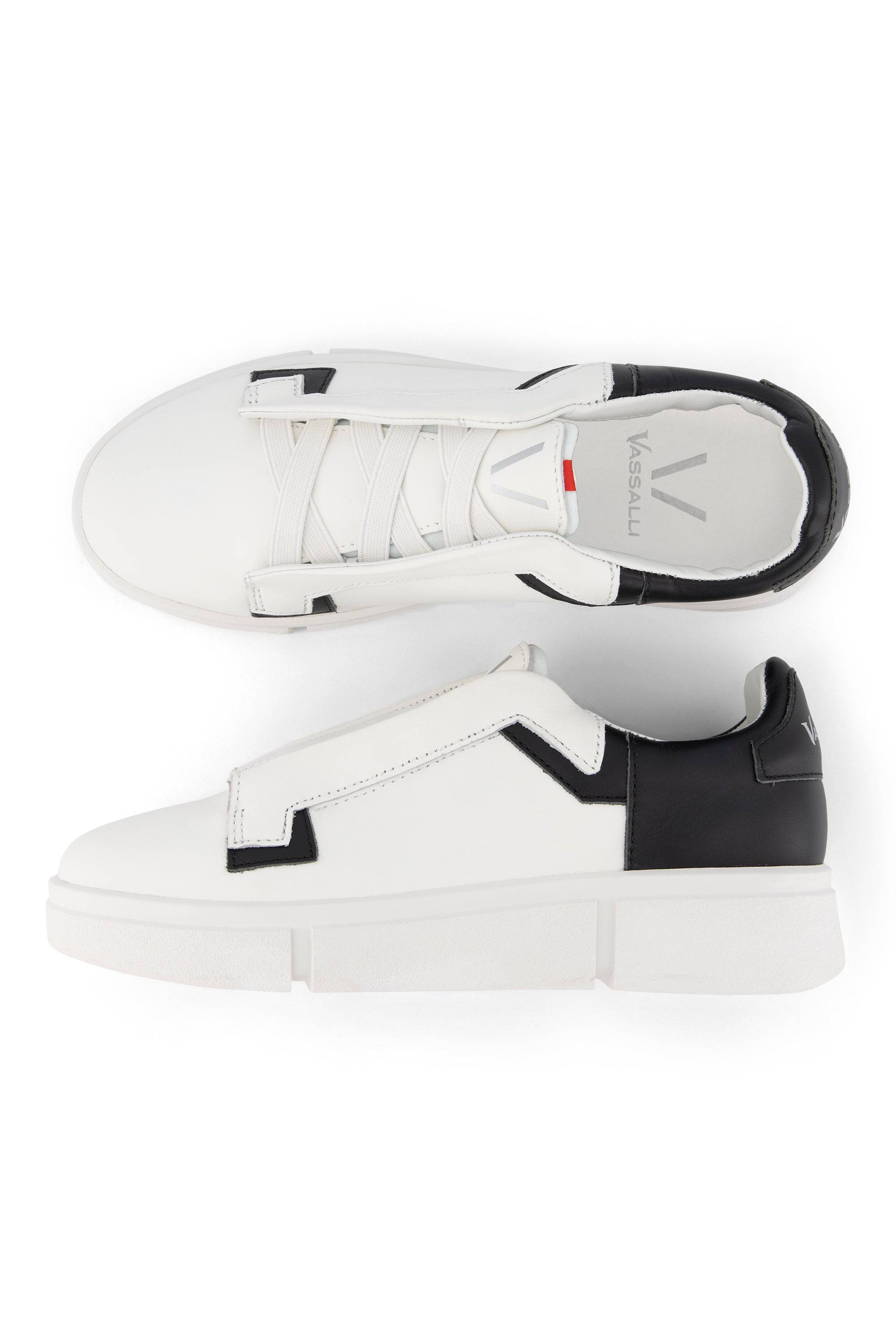 VS-004 White/Black - Laceless Sneaker - Vassalli