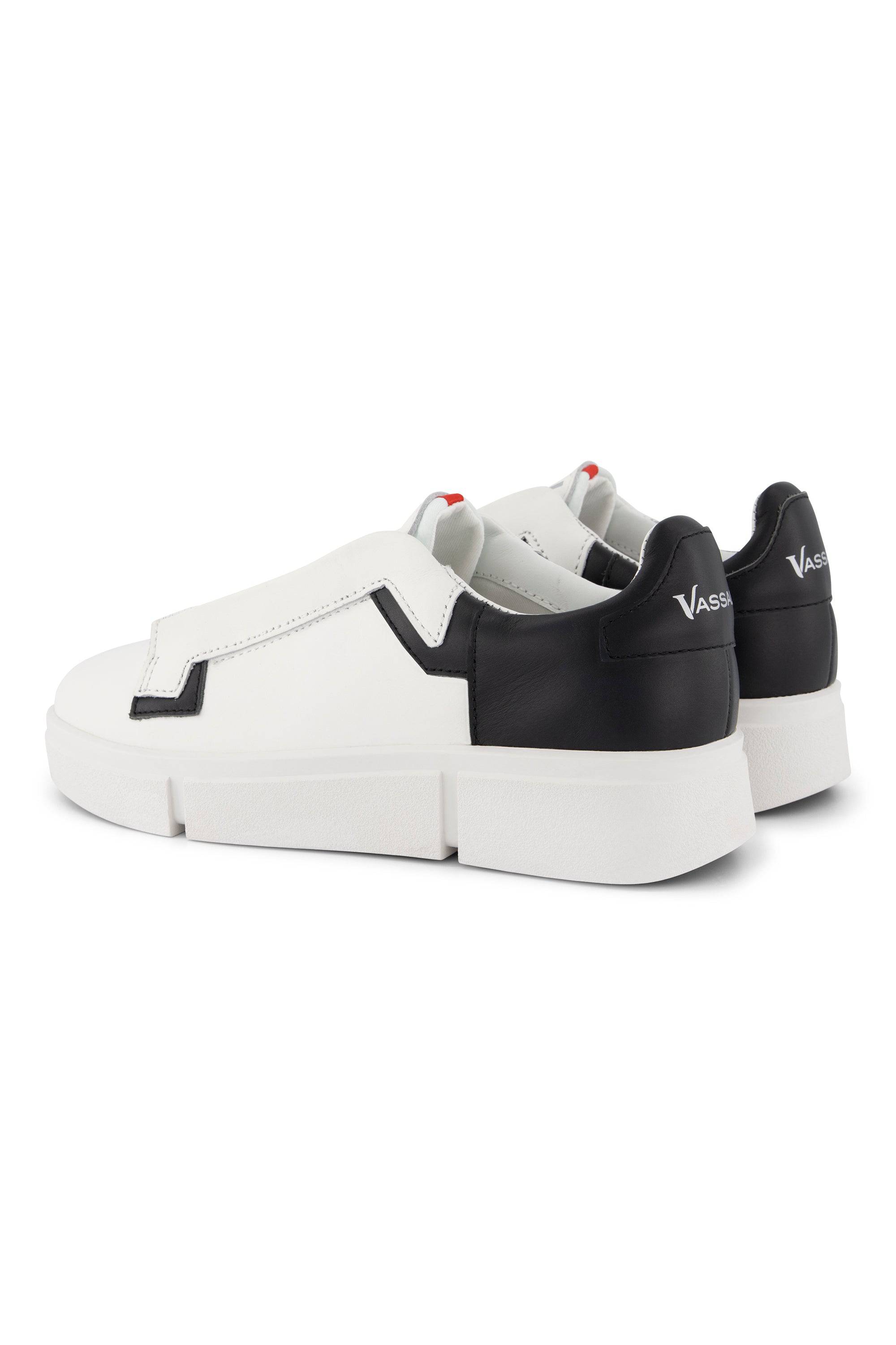 VS-004 White/Black - Laceless Sneaker - Vassalli