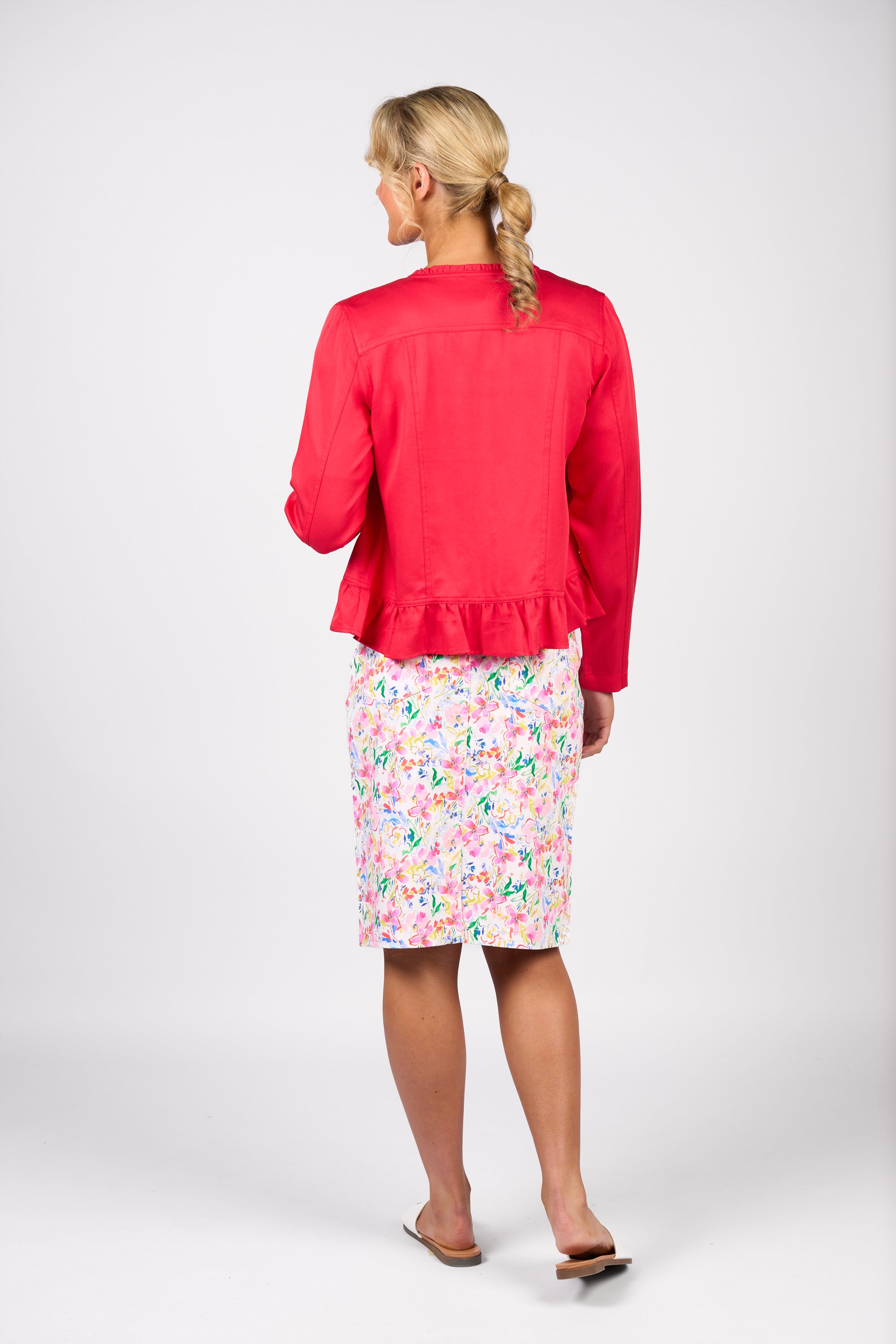 2047N Frill Hem Jacket - Cherry - Vassalli