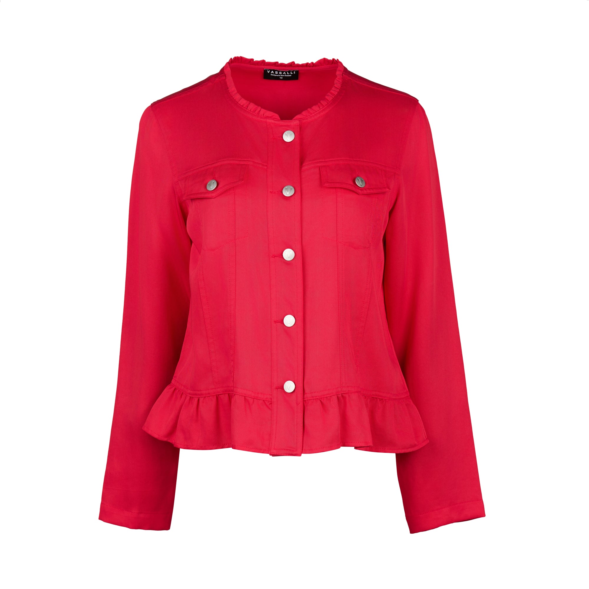 2047N Frill Hem Jacket - Cherry - Vassalli