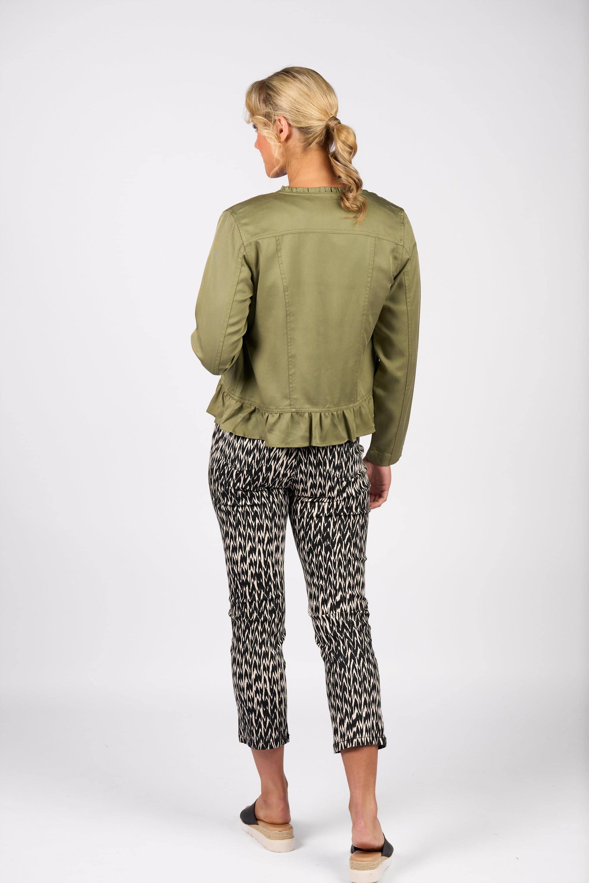 2047N Frill Hem Jacket - Sage - Vassalli