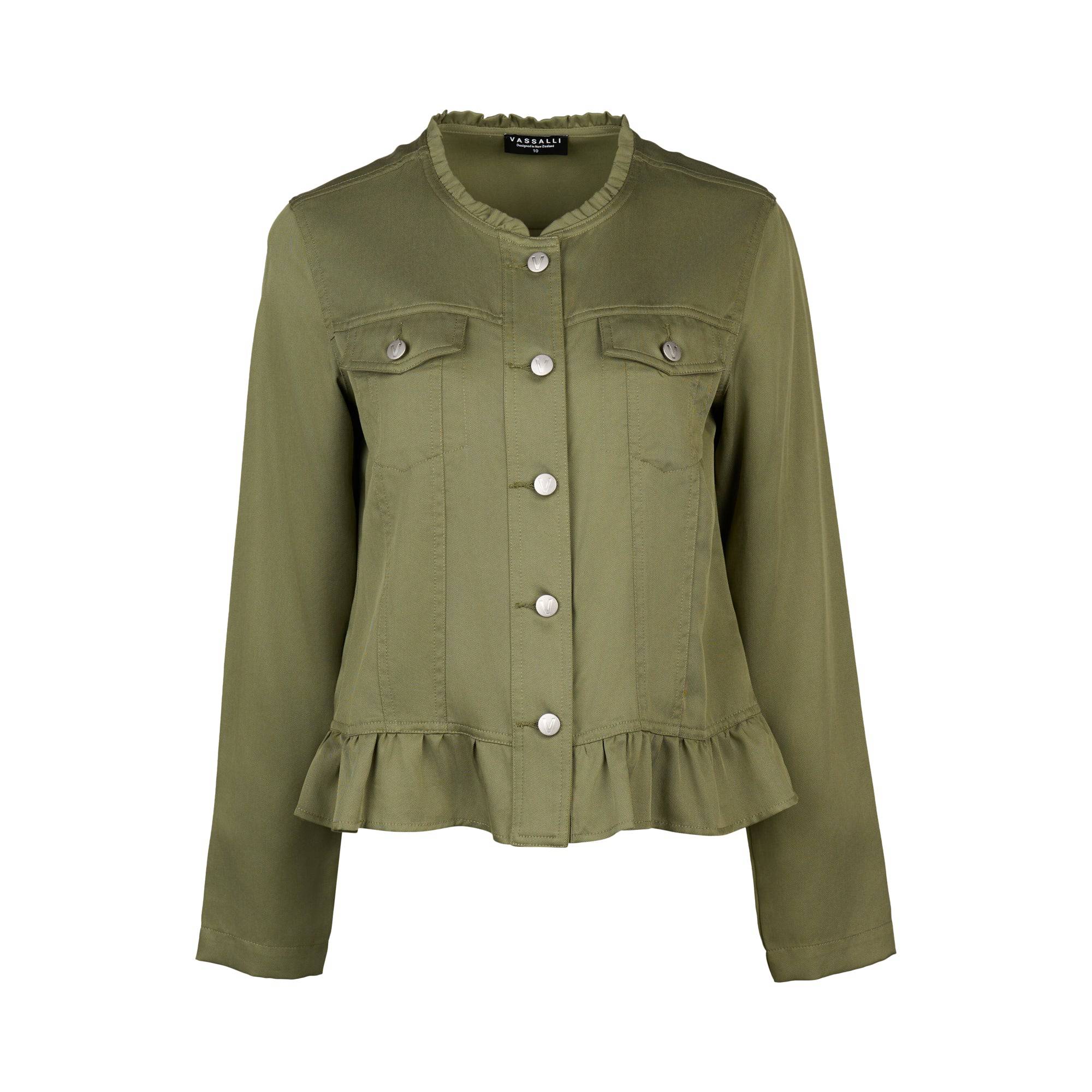 2047N Frill Hem Jacket - Sage - Vassalli