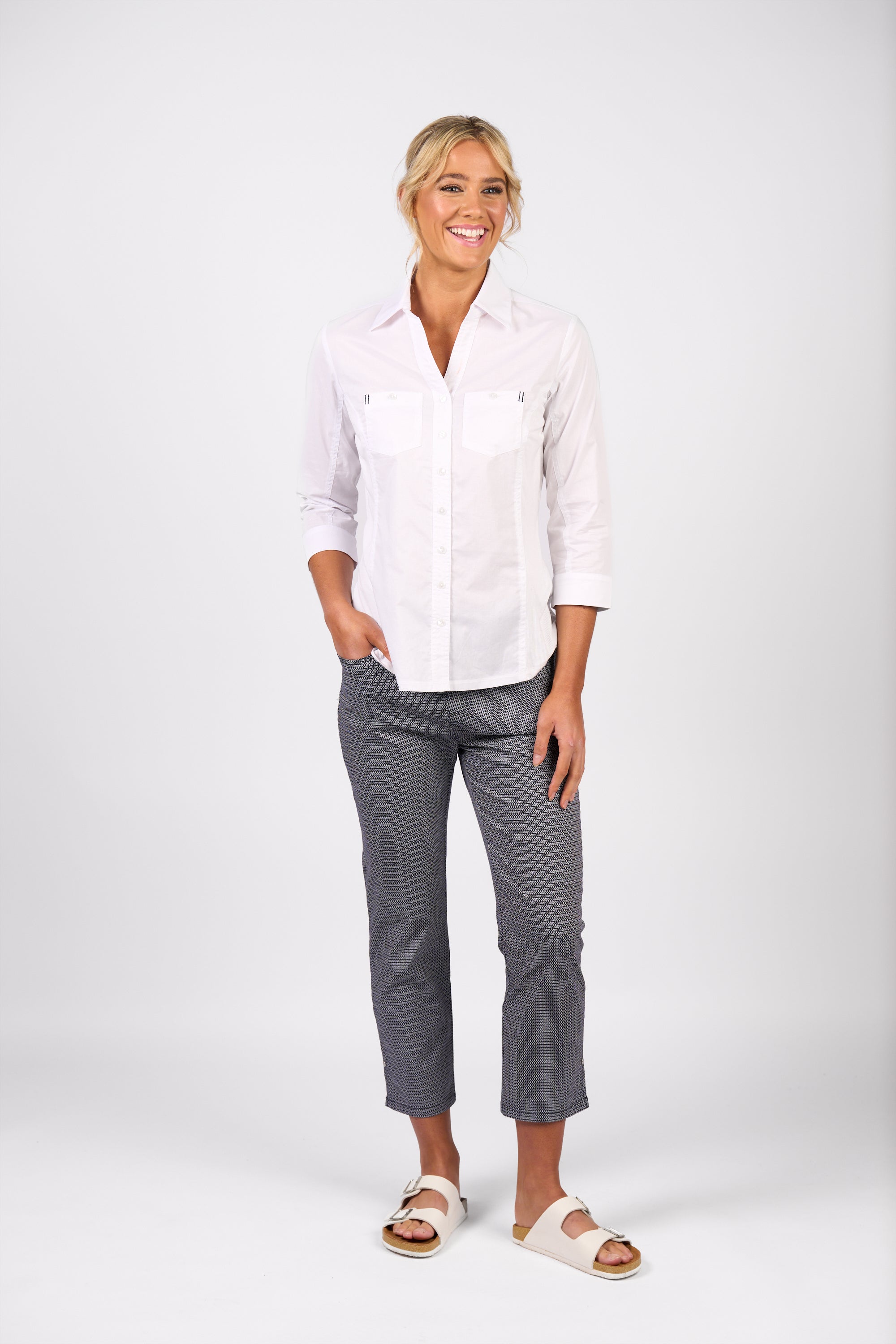 4032 Button Up Shirt - White - Vassalli