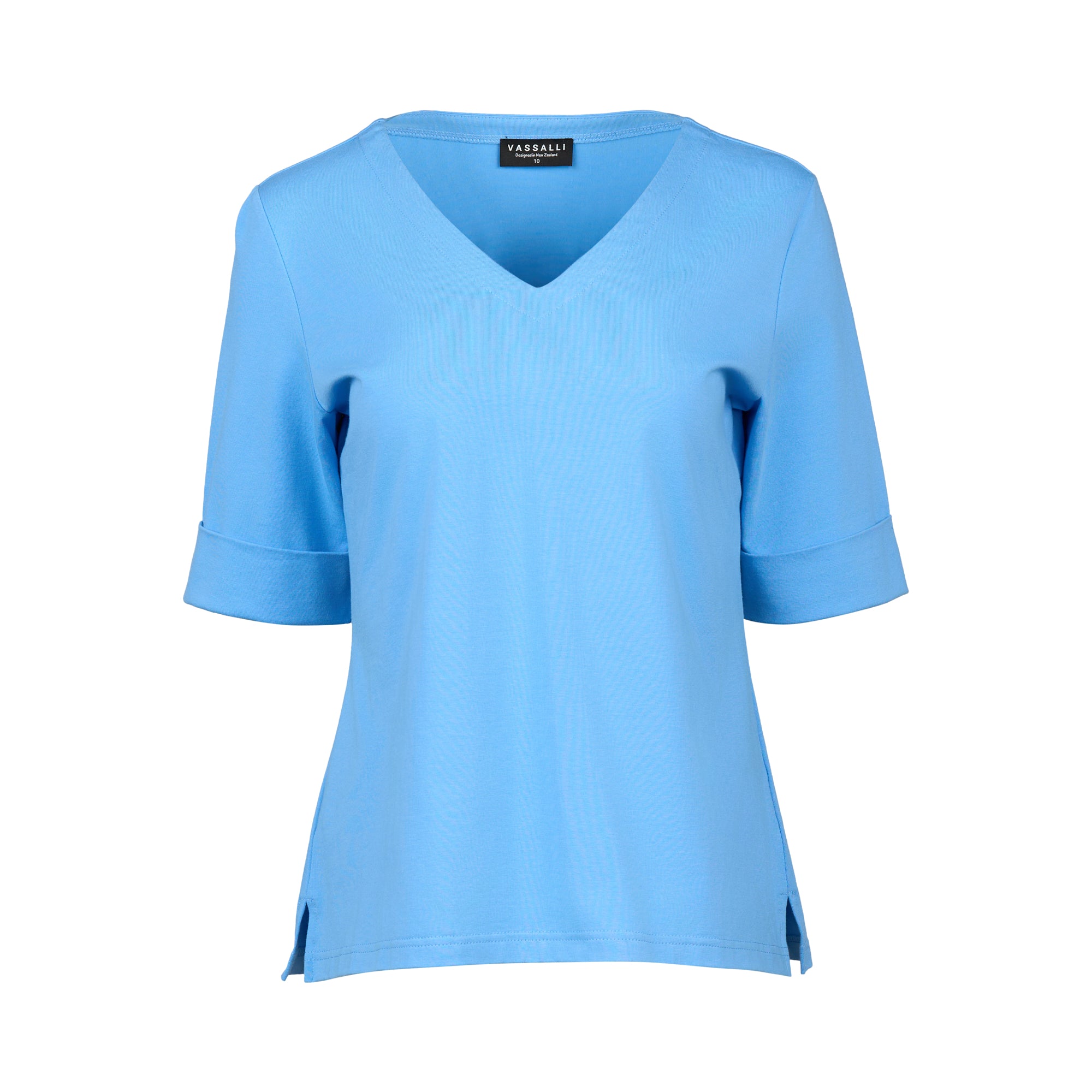 4264 V Neck Top - Sky - Vassalli