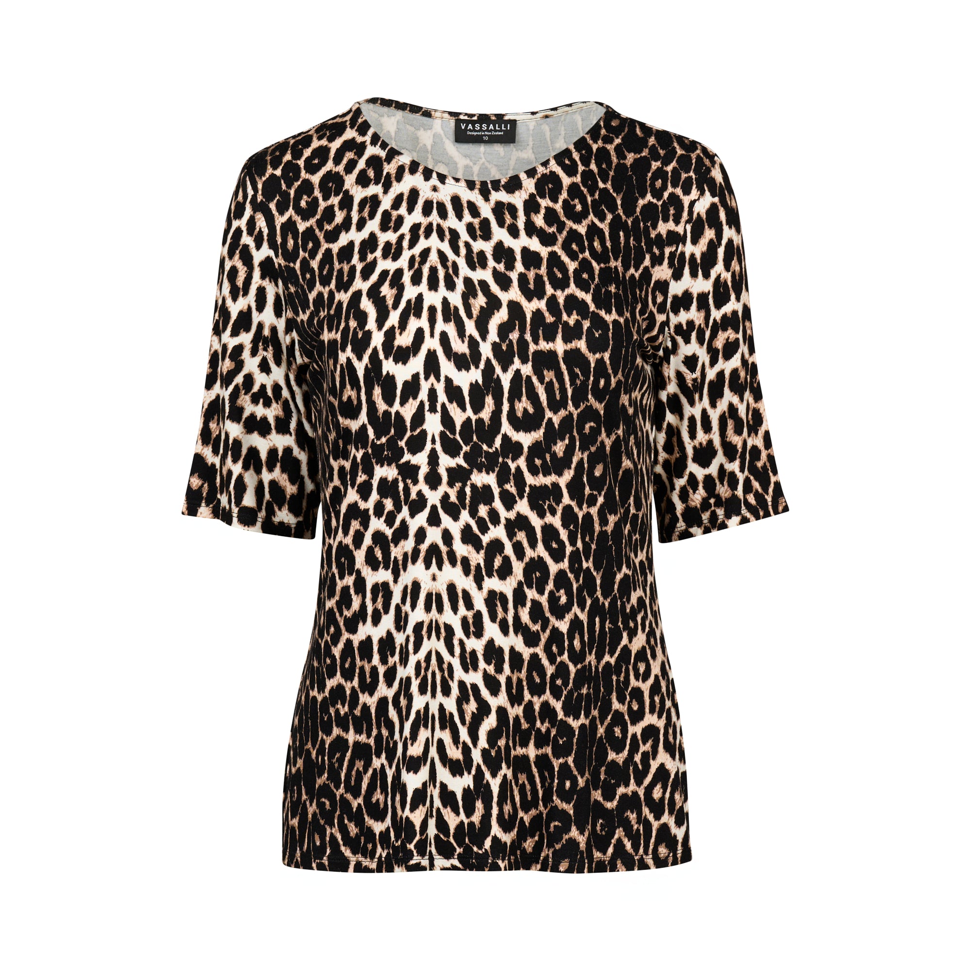 4329 Round Neck Knit Top - Leopard - Vassalli