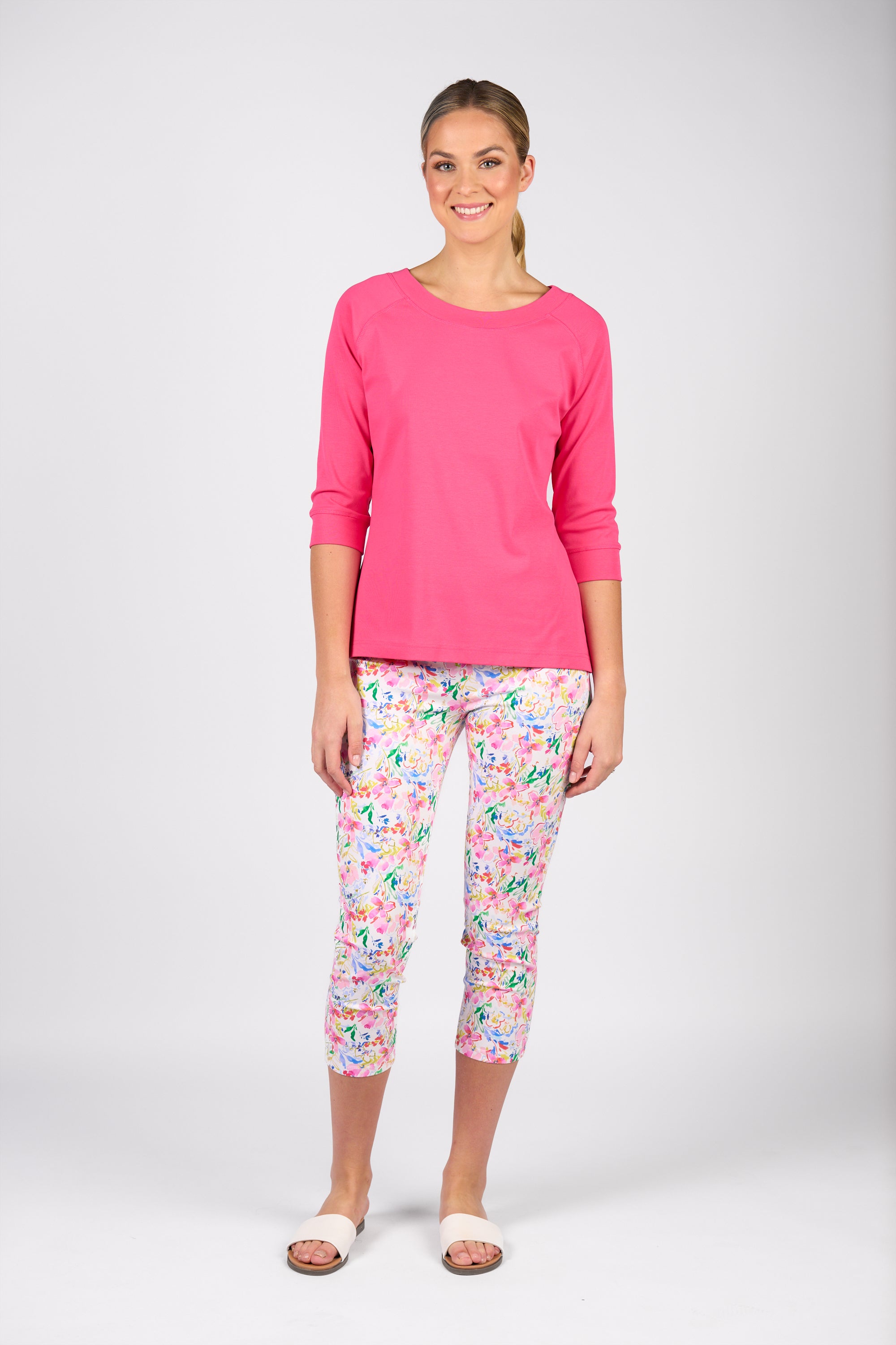 4381 Boat Neck Top - Fuchsia - Vassalli