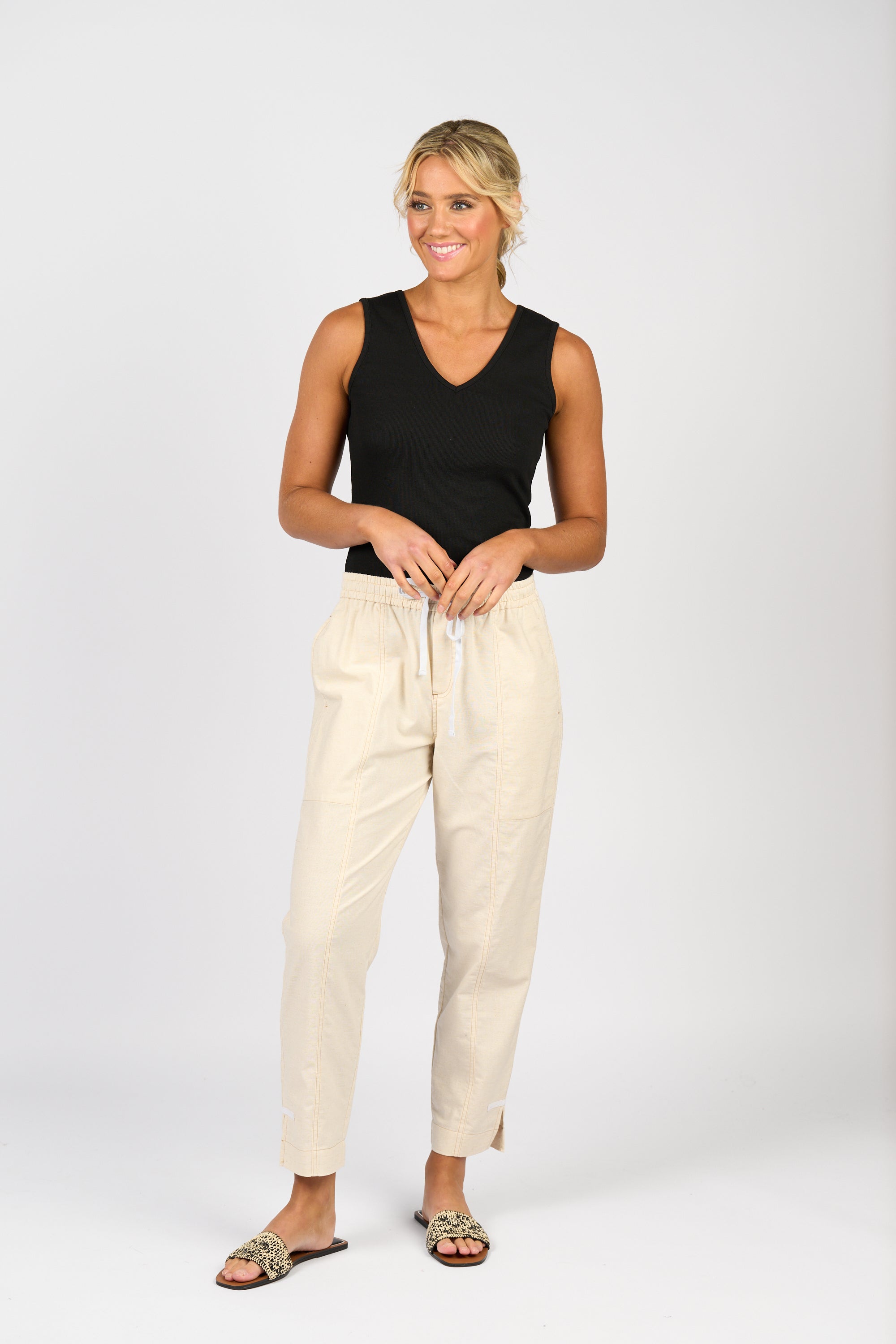 5040 Ankle Grazer Pant - Natural - Vassalli