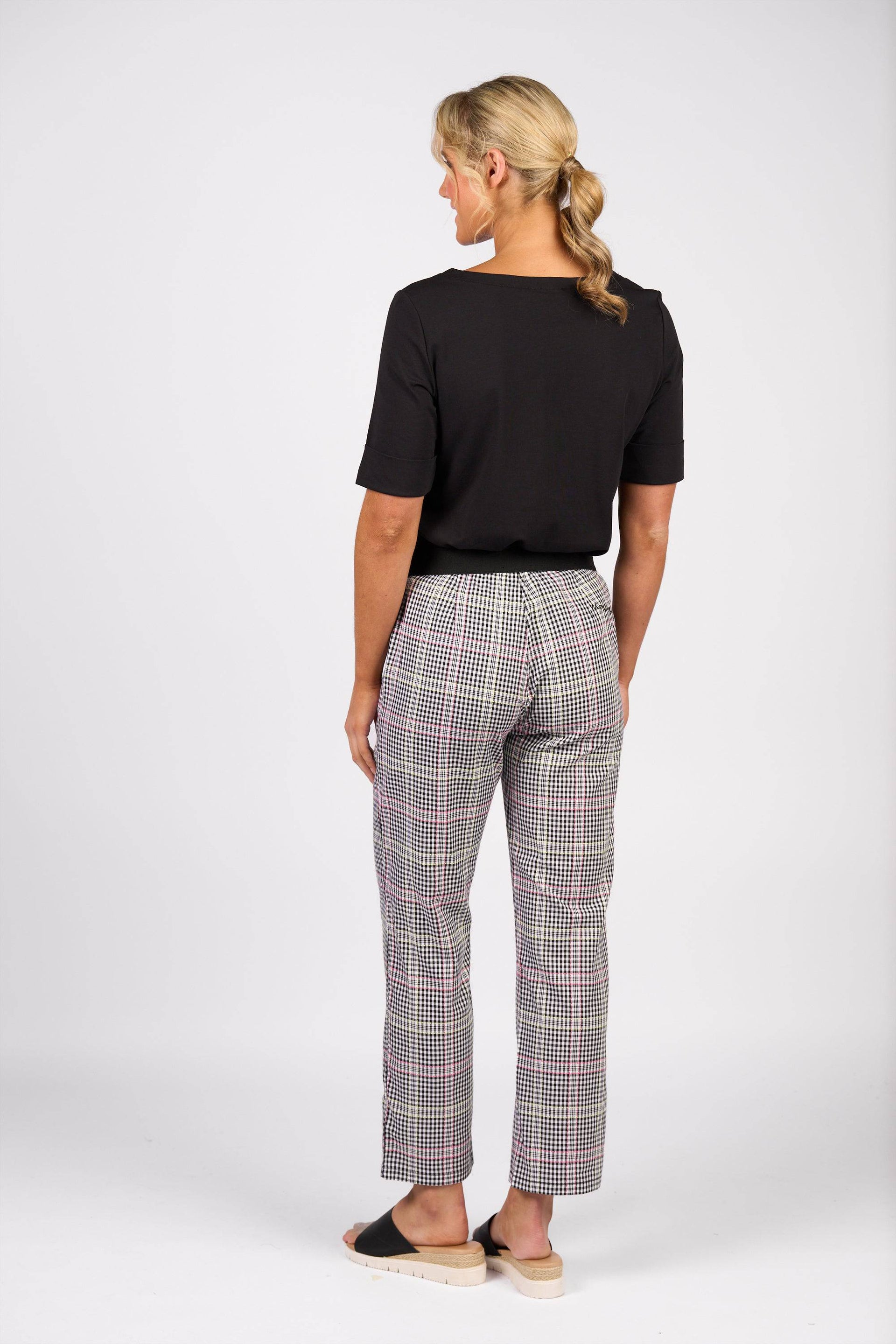 5963A Ankle Grazer Pant - Multi Check - Vassalli