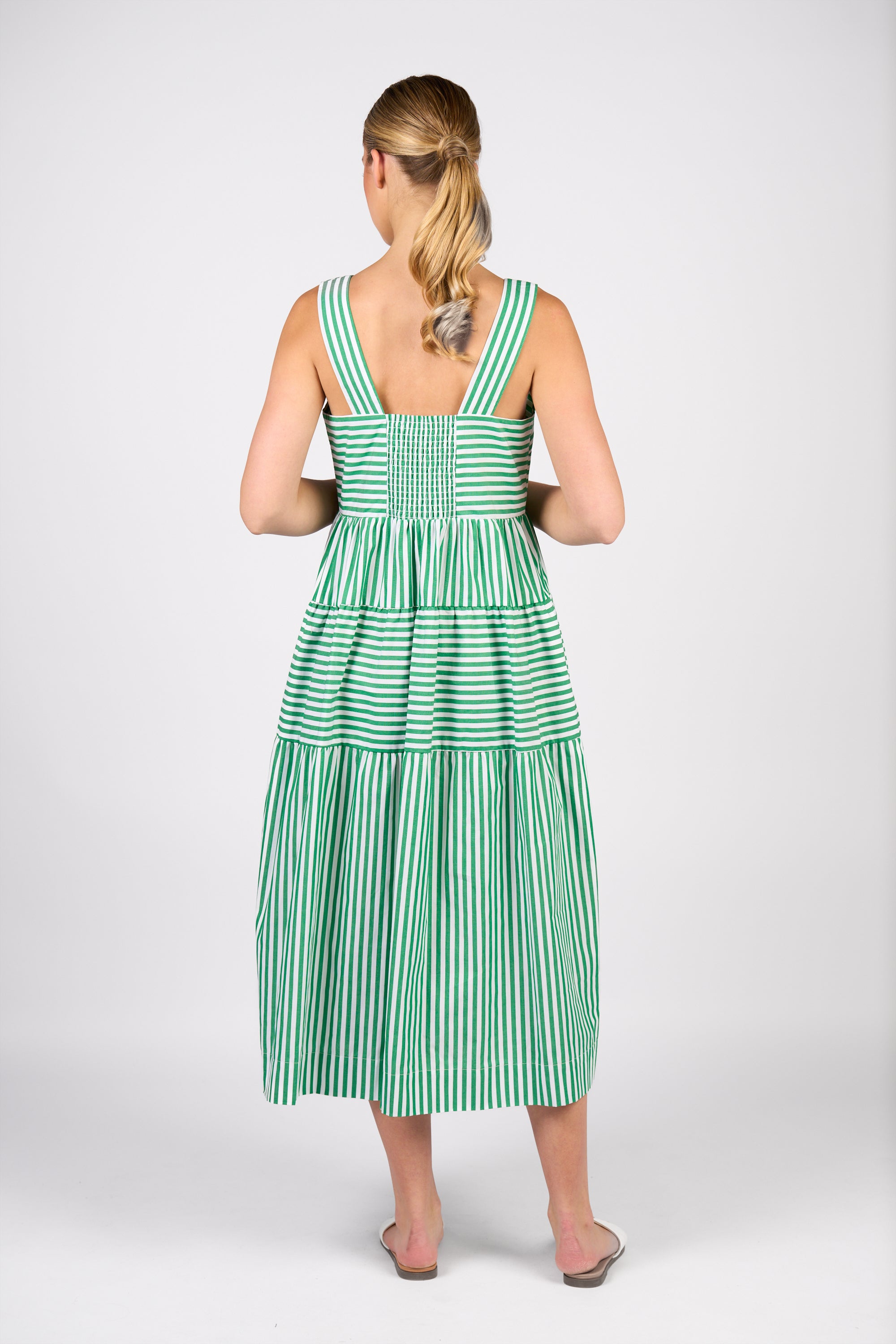 6099 Tiered Dress - Clover Stripe - Vassalli