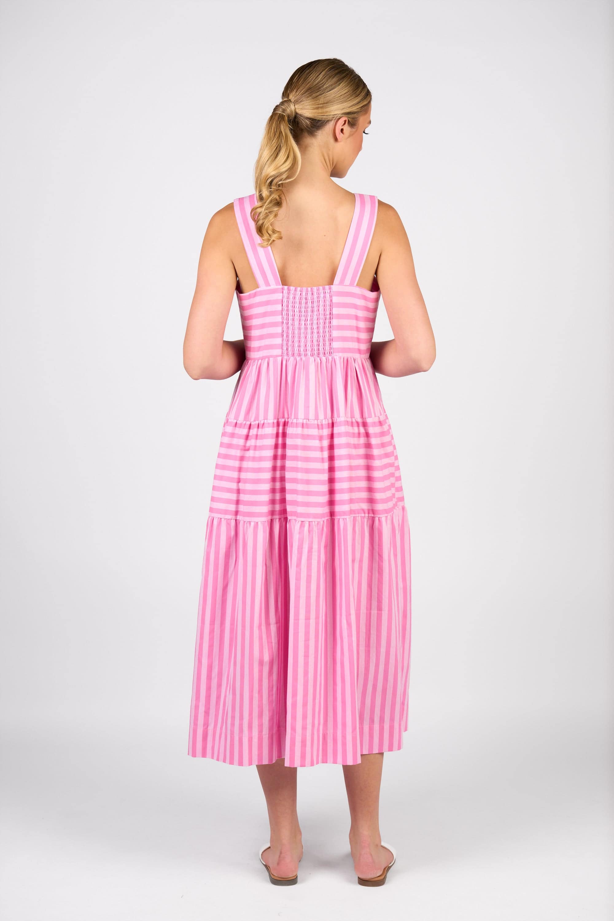 6099 Tiered Dress - Pink Stripe - Vassalli