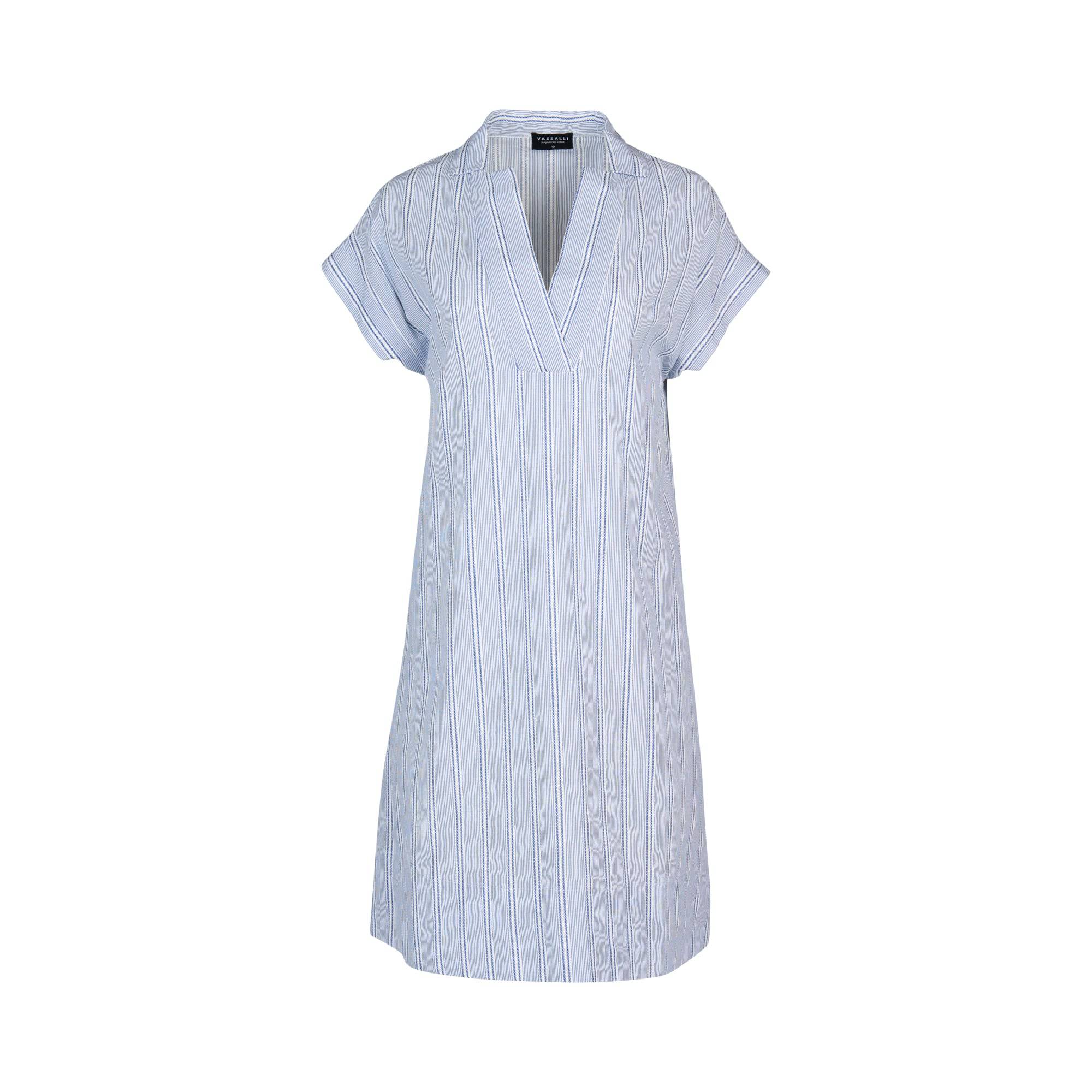 6116A Balloon Dress - Blue Stripe - Vassalli