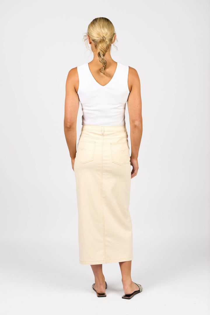7056 Mid Length Skirt - Bone - Vassalli