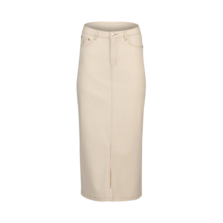 7056 Mid Length Skirt - Bone - Vassalli