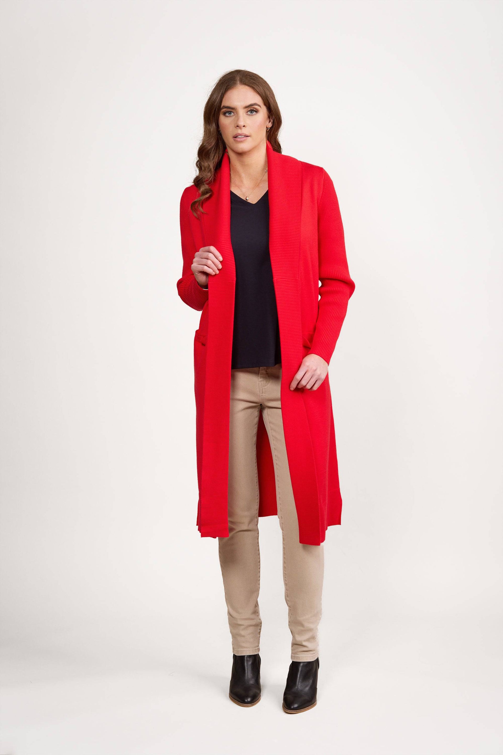 1065 Fiesta - Open Longline Cardi with Pockets - Vassalli