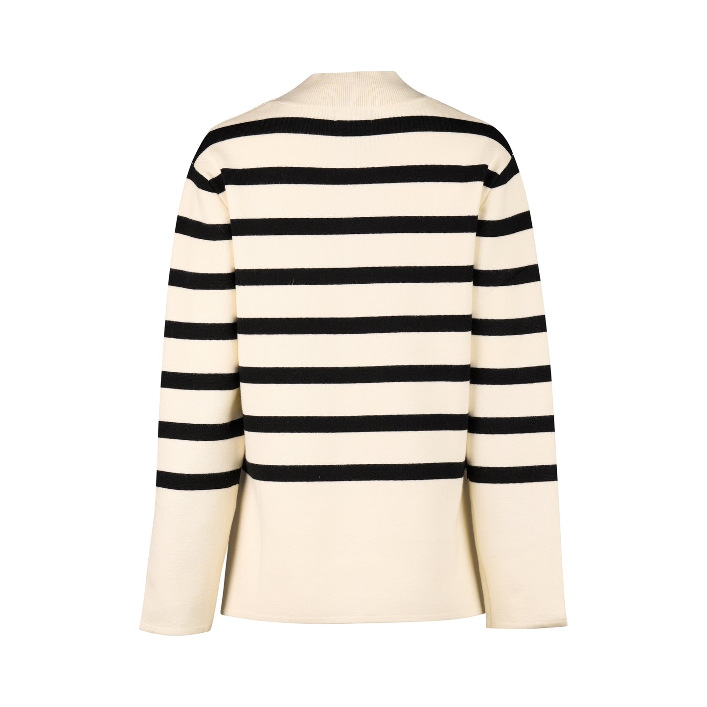 1078 Off White/Black - High Neck Relaxed Fit Sweater with Side Splits - Vassalli