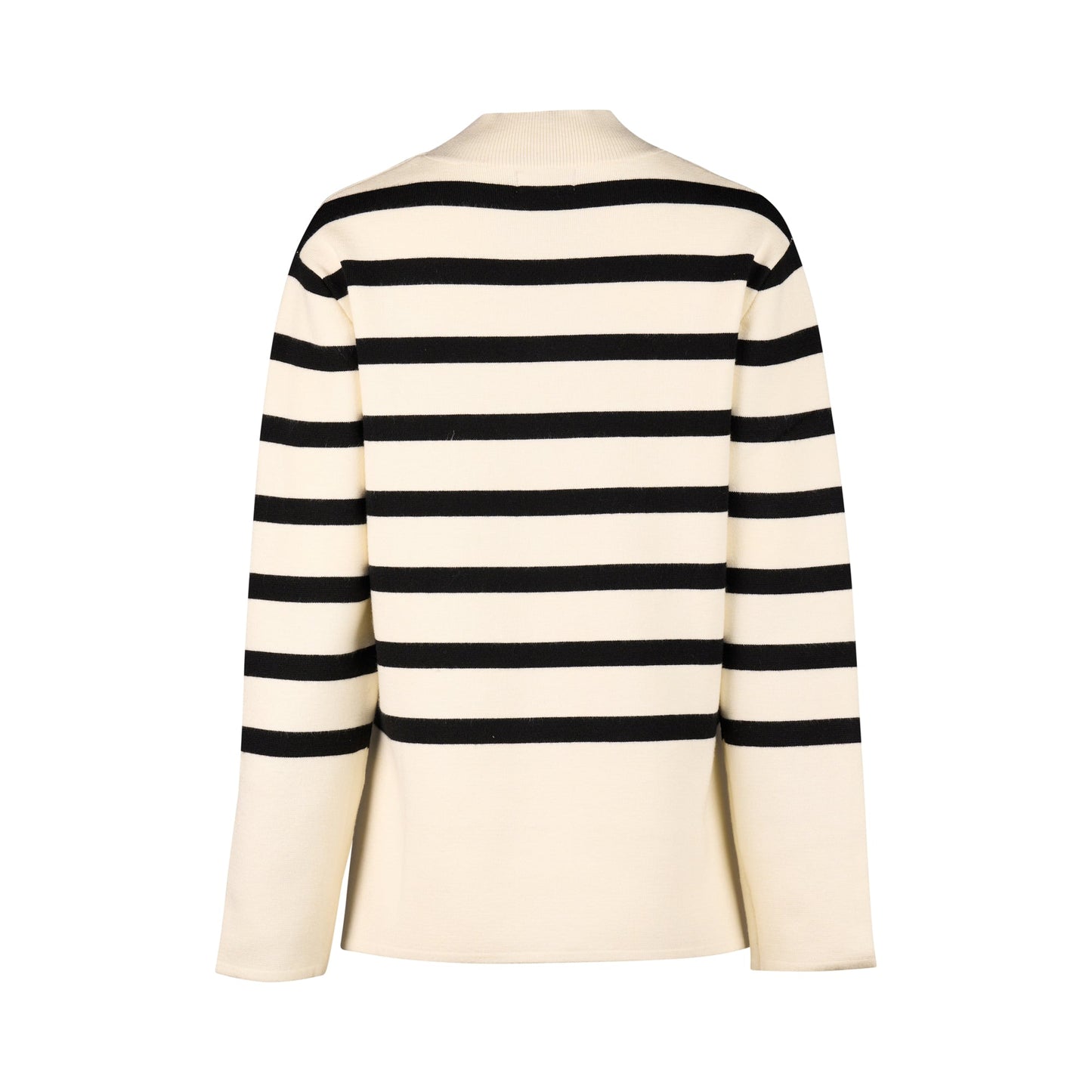 1078 Off White/Black - High Neck Relaxed Fit Sweater with Side Splits - Vassalli