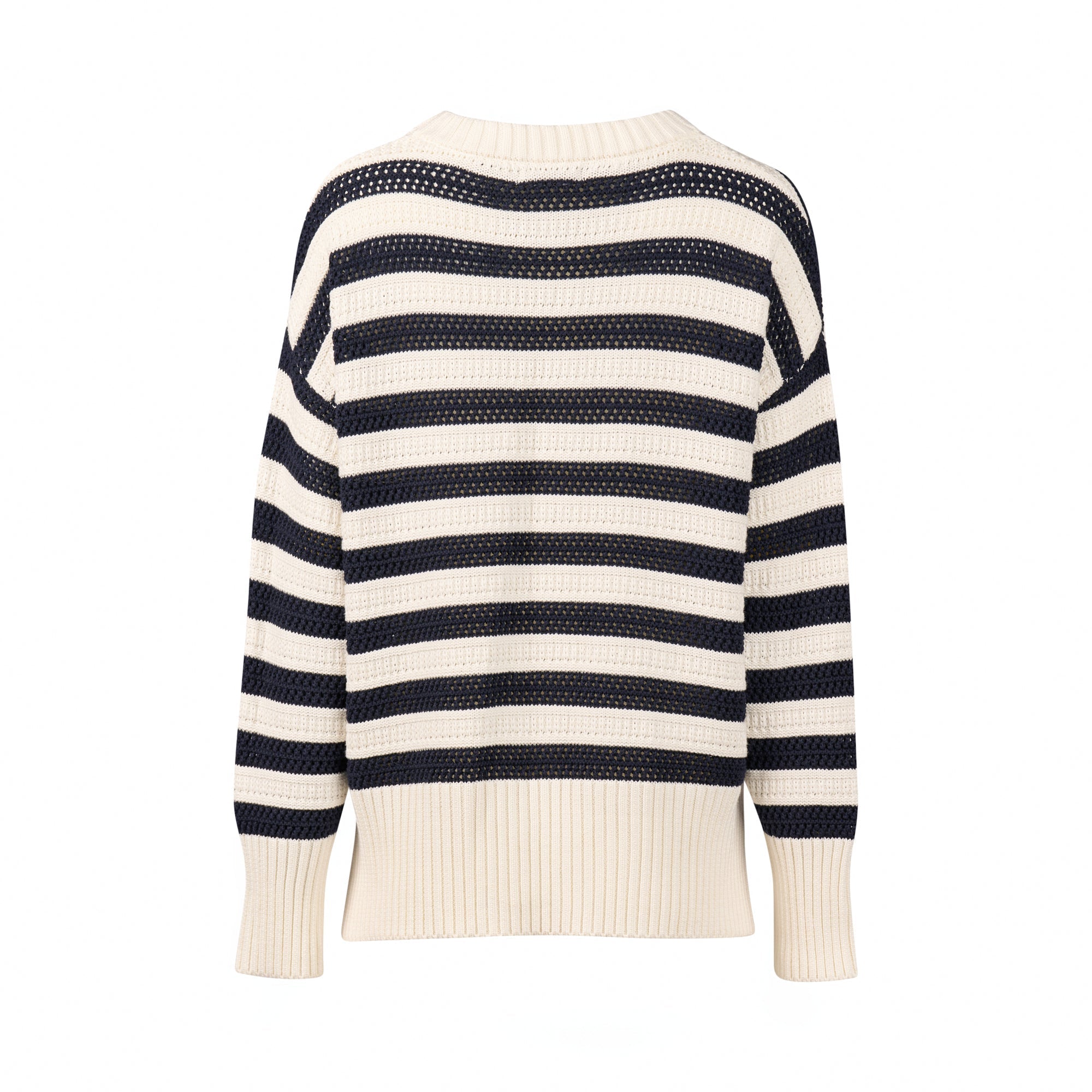 1079 Off White/Ink - Round Neck Relaxed Jumper - Vassalli