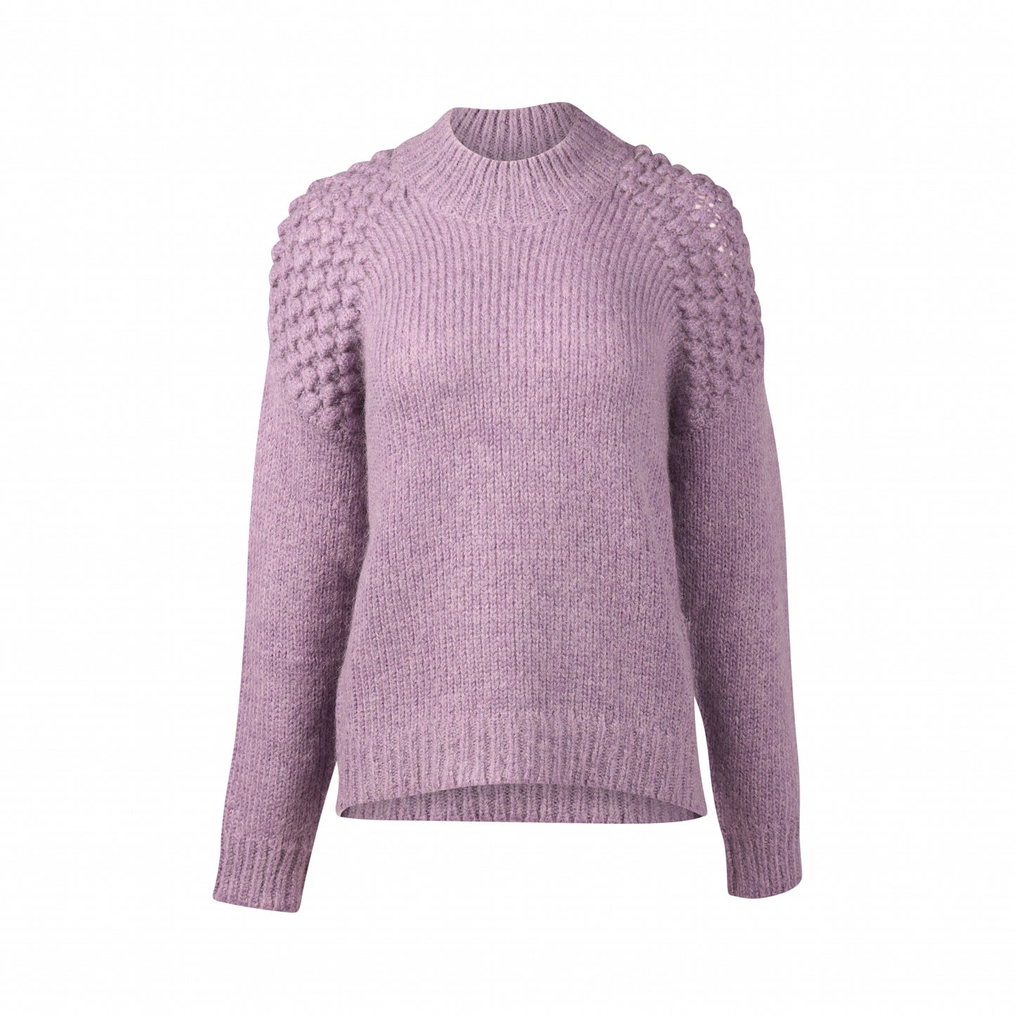 1081 Grape - Bobble Detail Sweater with High Neck - Vassalli