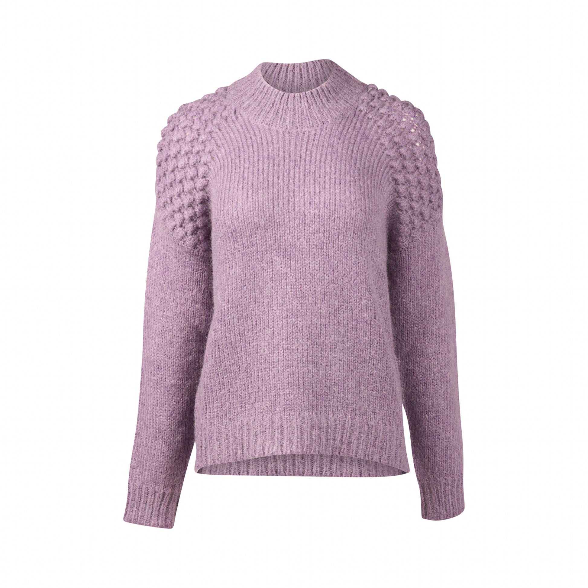 1081 Grape - Bobble Detail Sweater with High Neck - Vassalli