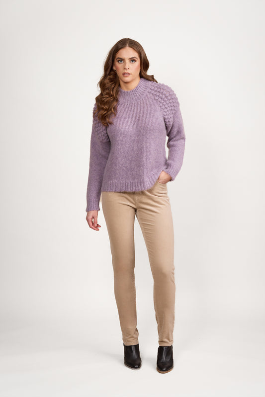 1081 Grape - Bobble Detail Sweater with High Neck - Vassalli