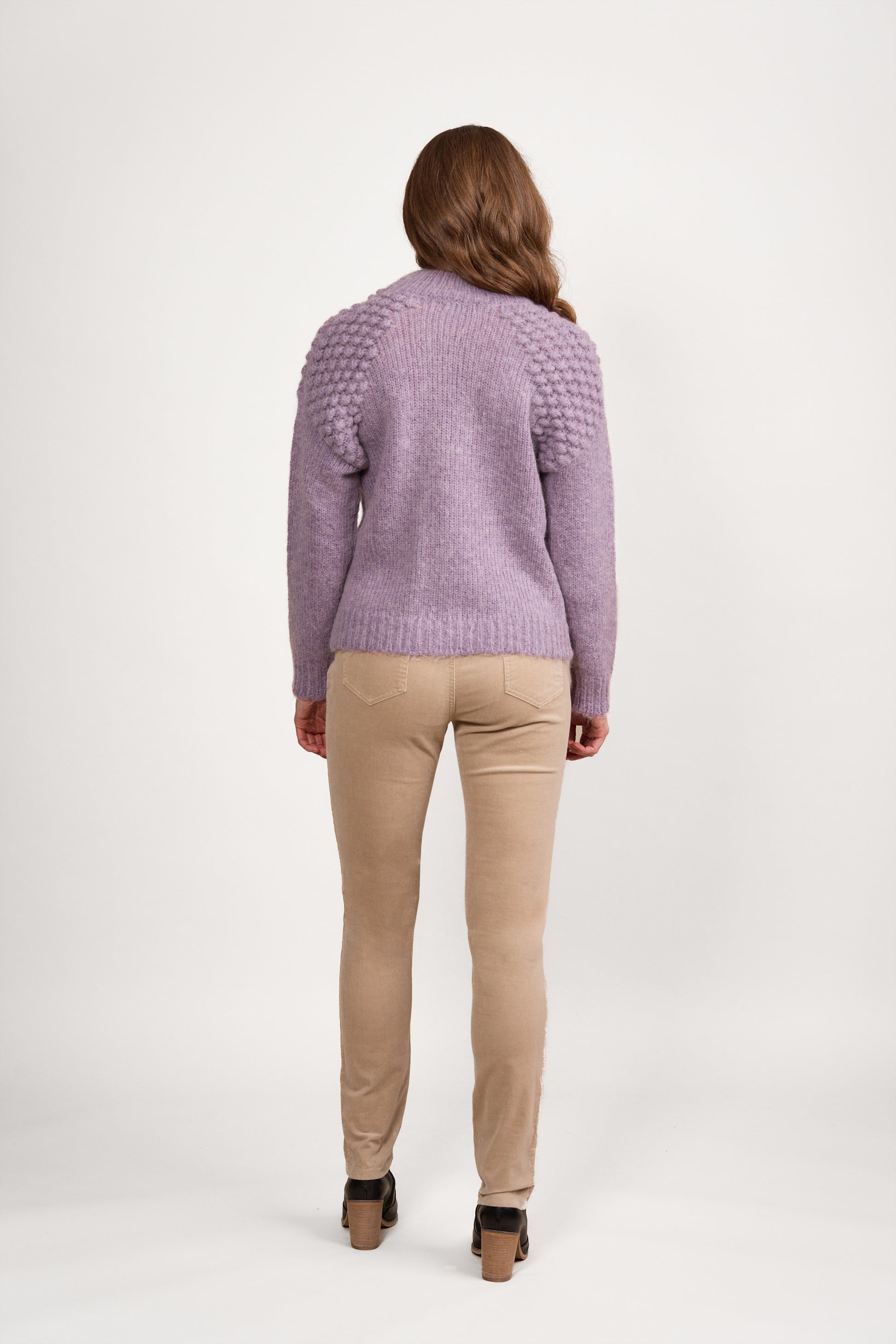 1081 Grape - Bobble Detail Sweater with High Neck - Vassalli