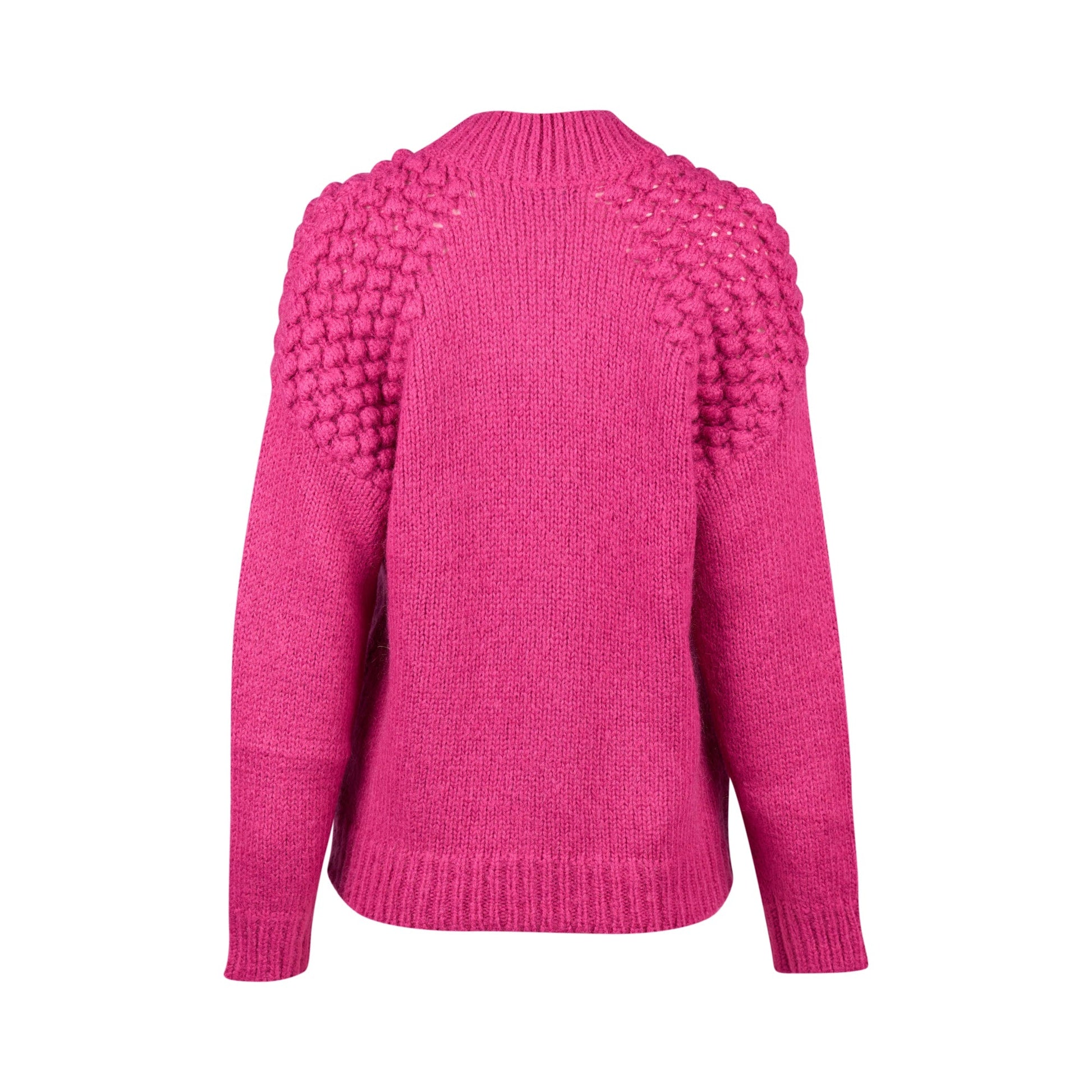 1081 Magenta - Bobble Detail Sweater with High Neck - Vassalli