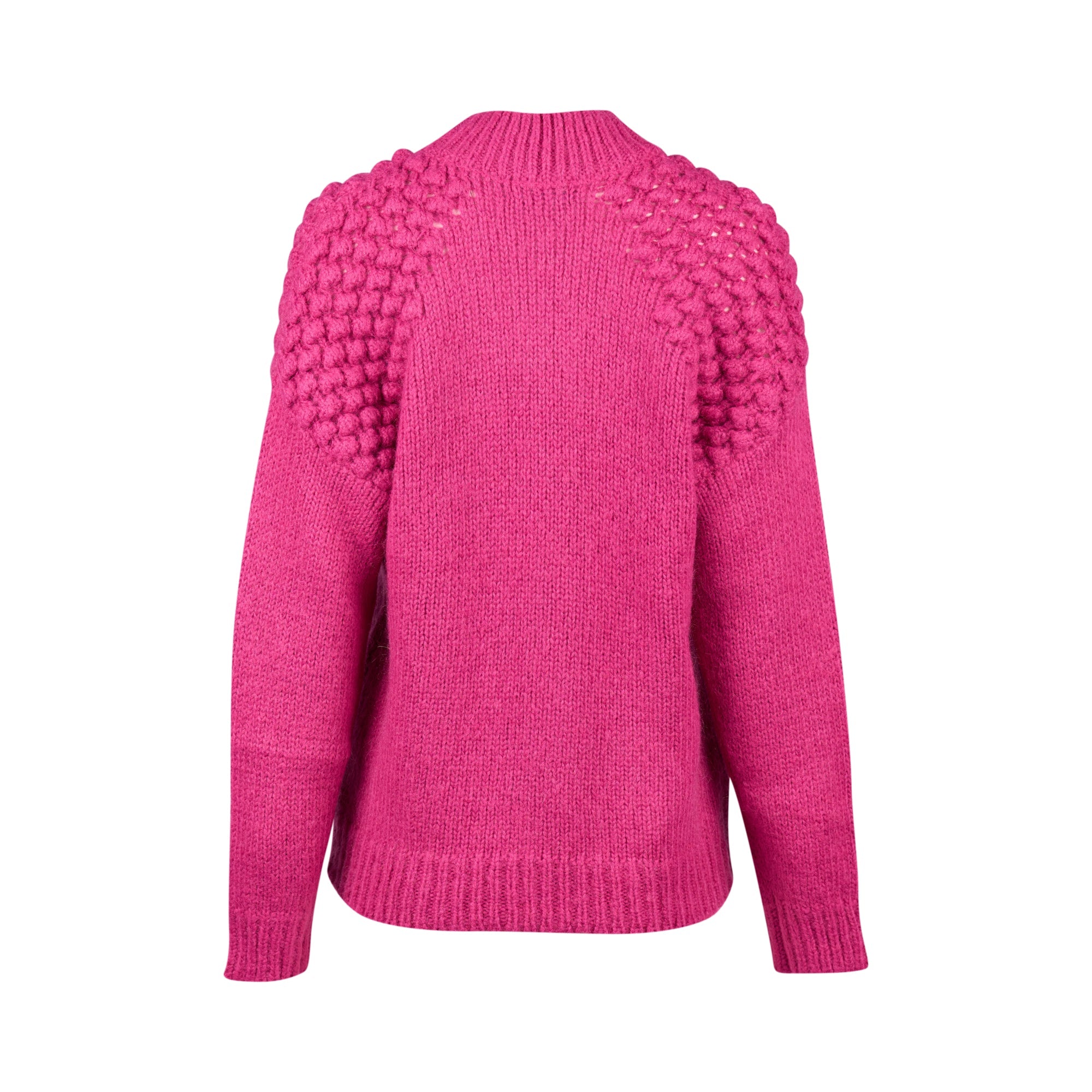 1081 Magenta - Bobble Detail Sweater with High Neck - Vassalli