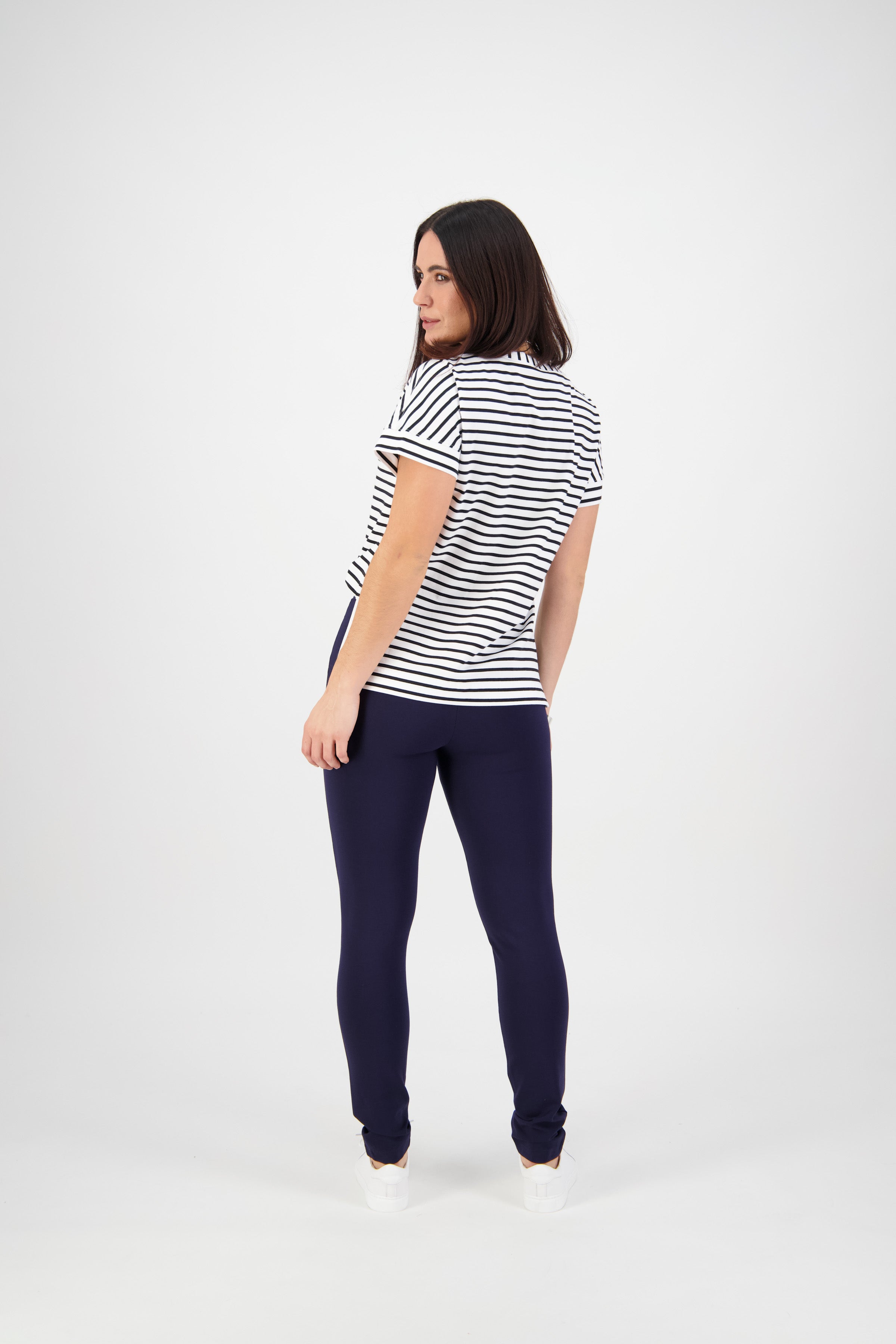 12106 Navy - Skinny Leg Full Length Ponti Pull-On - Vassalli