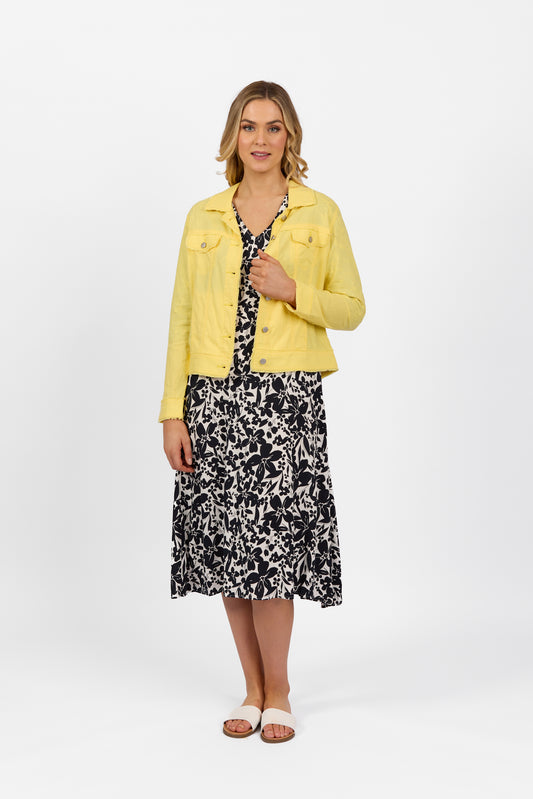 2026A Lemon - Linen Jacket with Frayed Seams - Vassalli