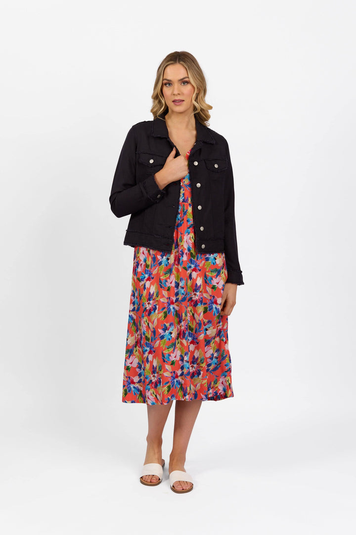 2026A Navy - Linen Jacket with Frayed Seams - Vassalli